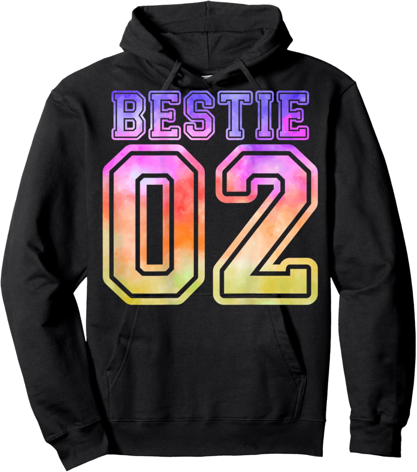 BFF 02 Best Friends Bestie Matching Tie Dye (On Back) Hoodie - Hoodie | Black