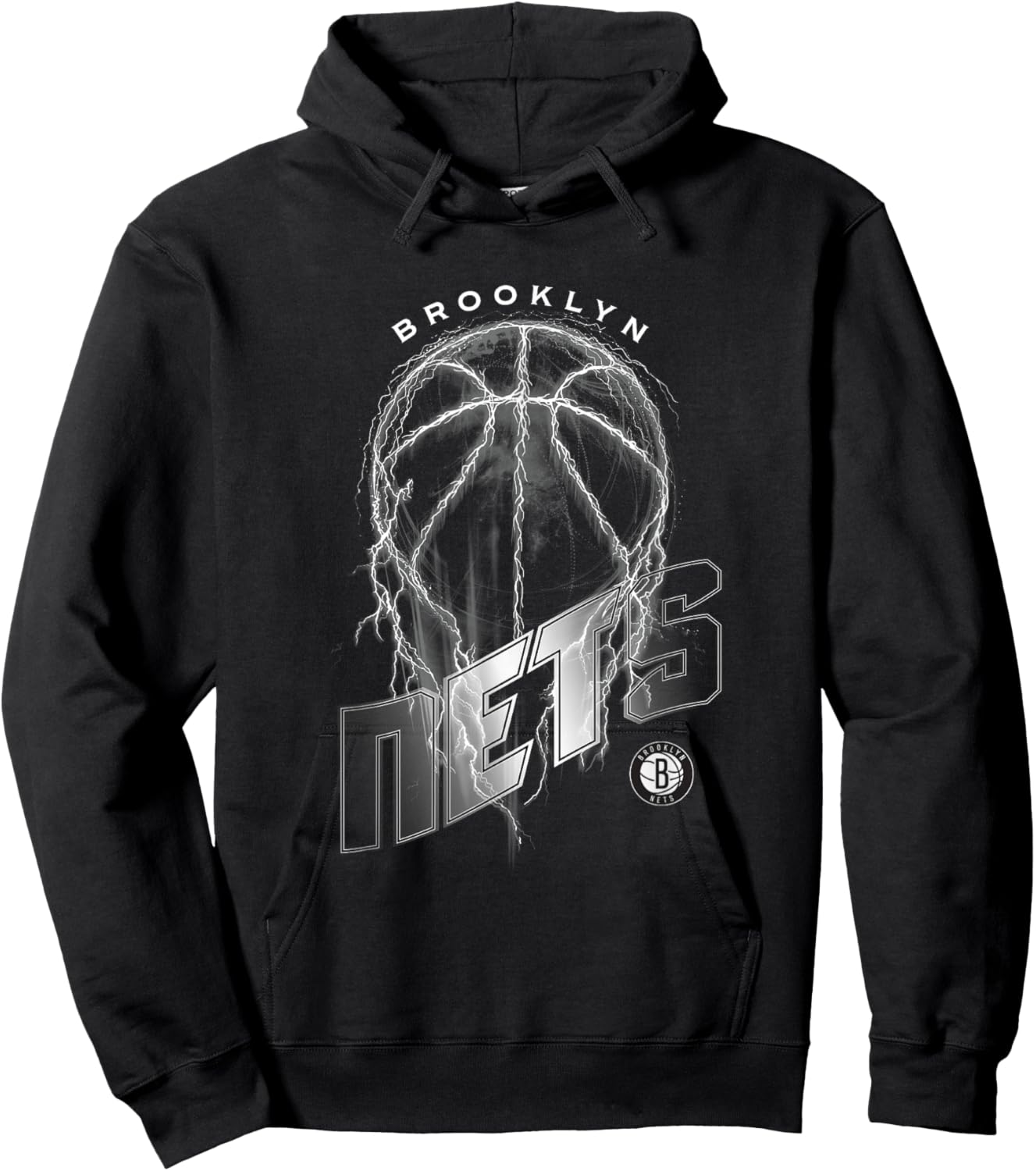 NBA Brooklyn Nets Lightning Bolt Basketball Logo Hoodie - Hoodie | Black