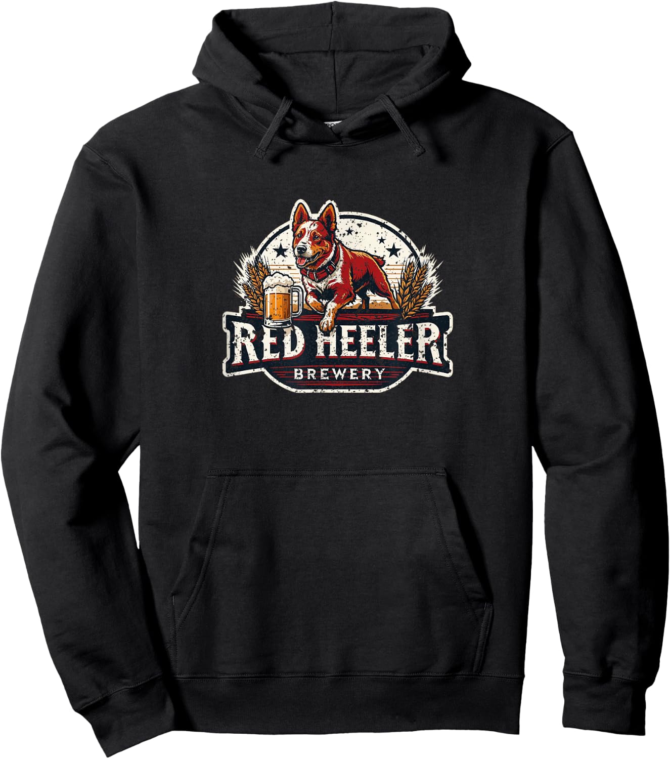 Red Heeler Brewery distressed Vintage Style Cattle Dog Women Hoodie - Hoodie | Black