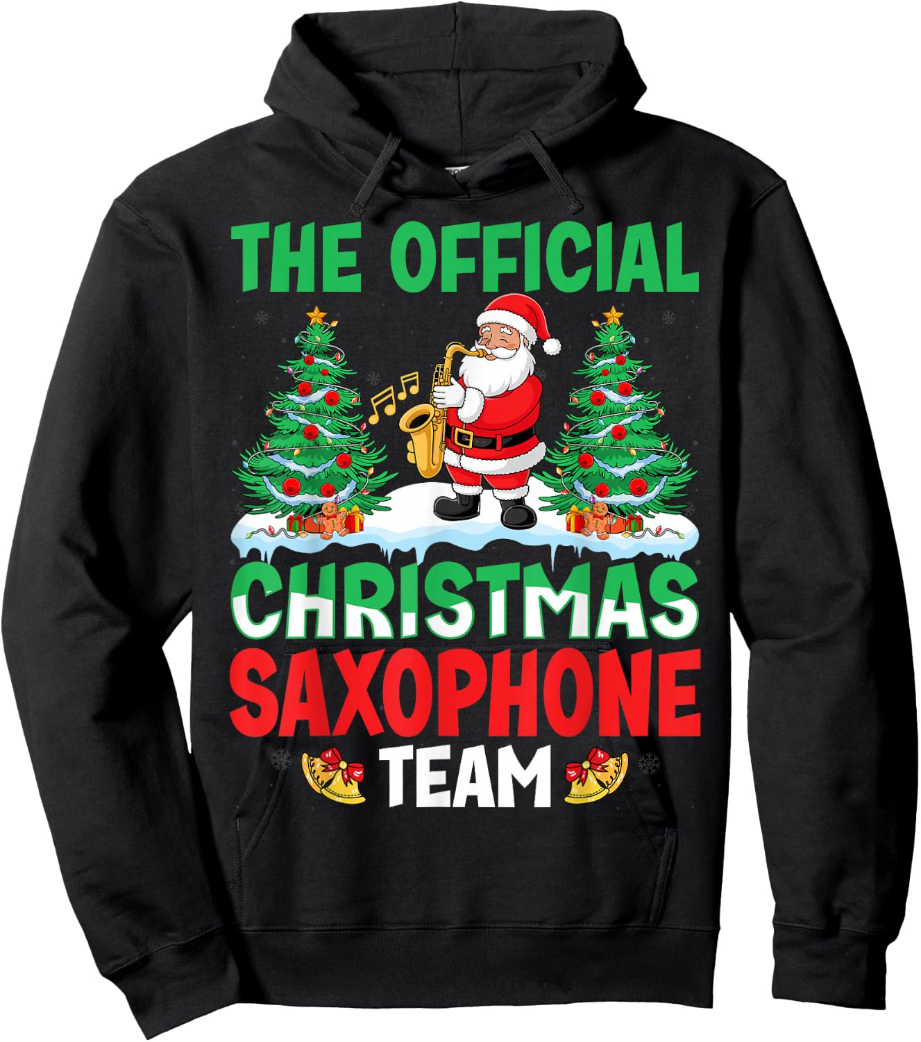 Christmas Saxophone Team Santa Saxophone Player Xmas Hoodie - Hoodie | Black
