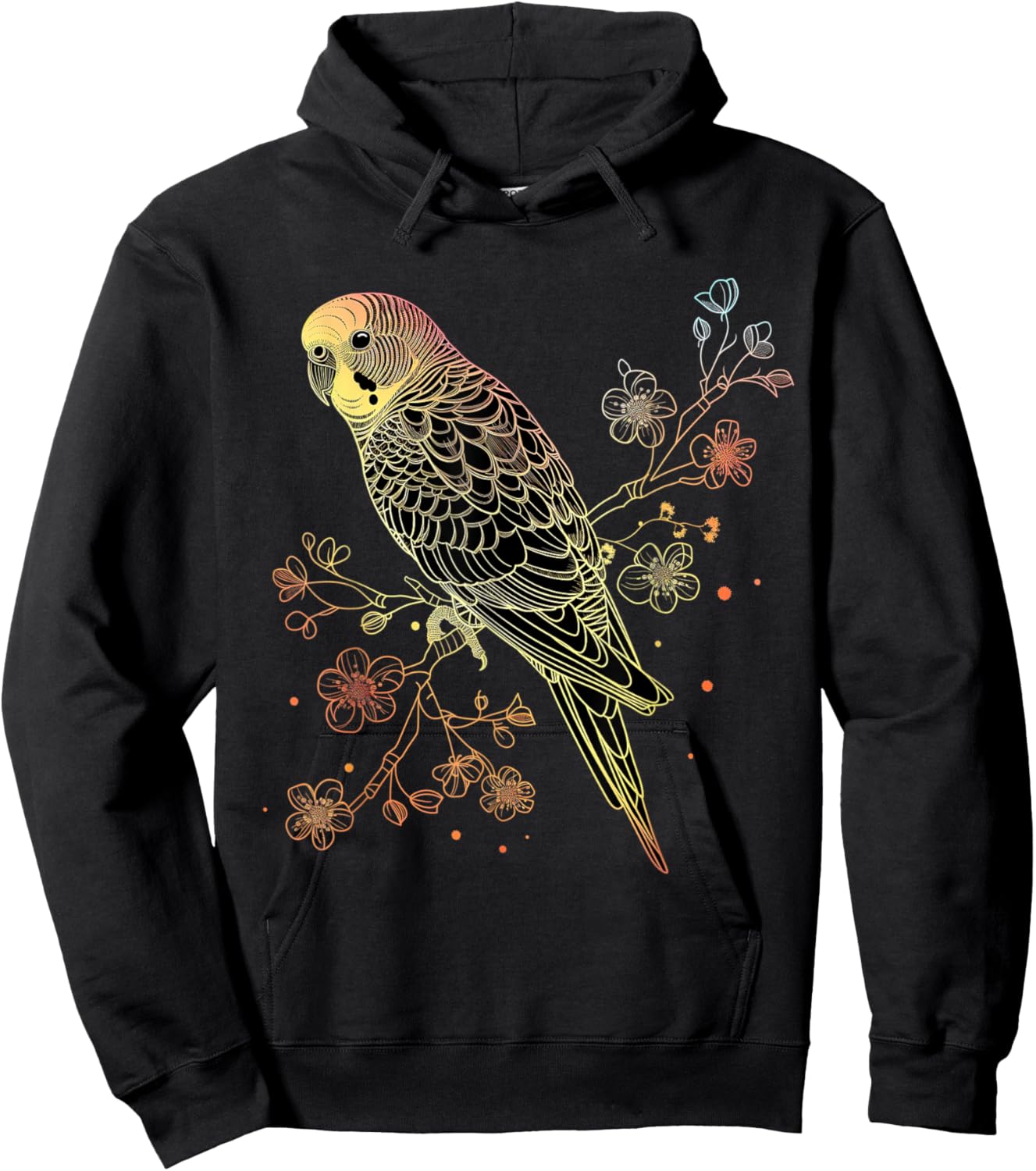 Budgie Parakeet Bird Mom Budgerigar Parrot Vintage Flower Hoodie - Hoodie | Black
