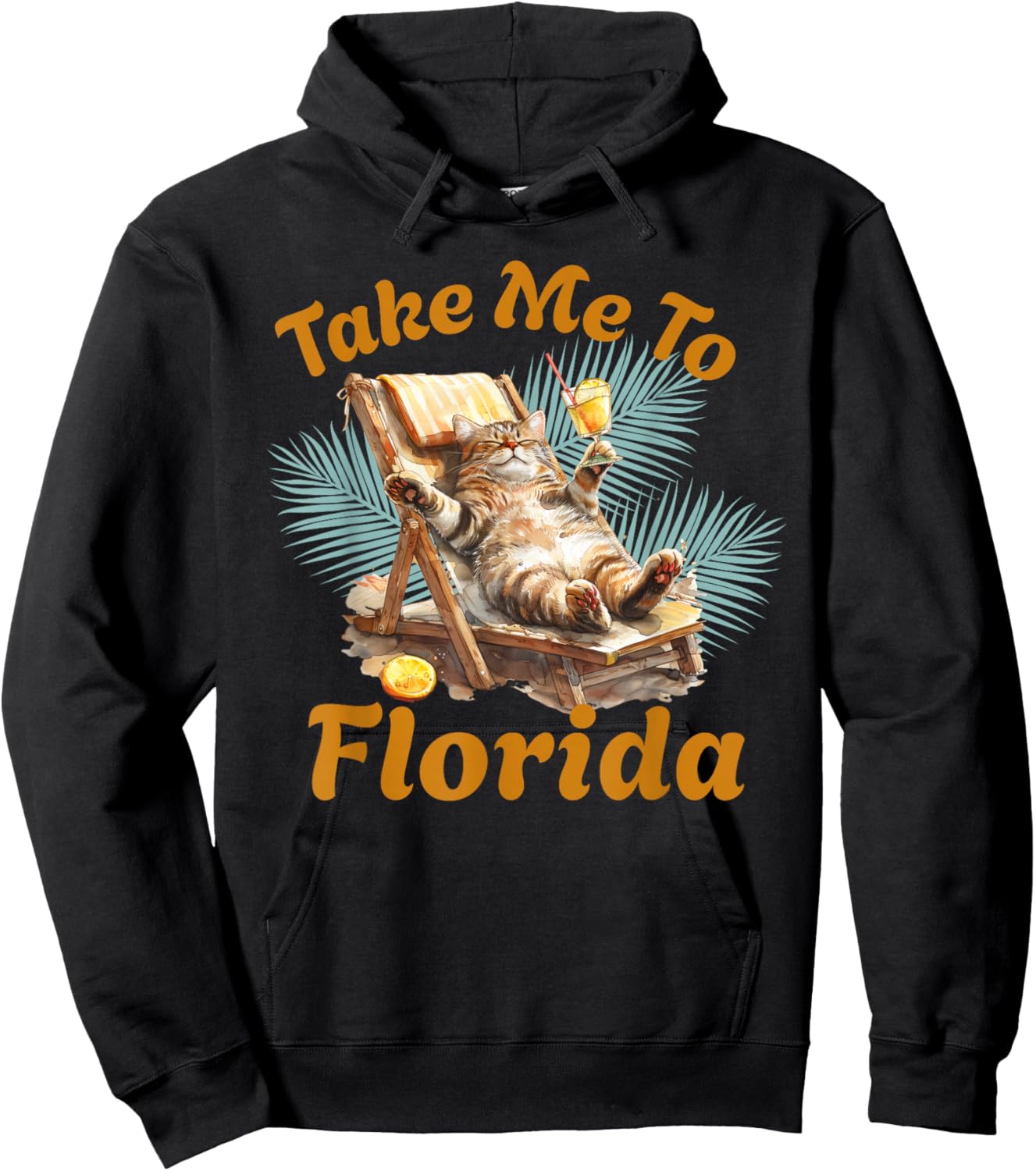 Take Me to Florida Cute Cat Beach Vacation Summer Hoodie - Hoodie | Black