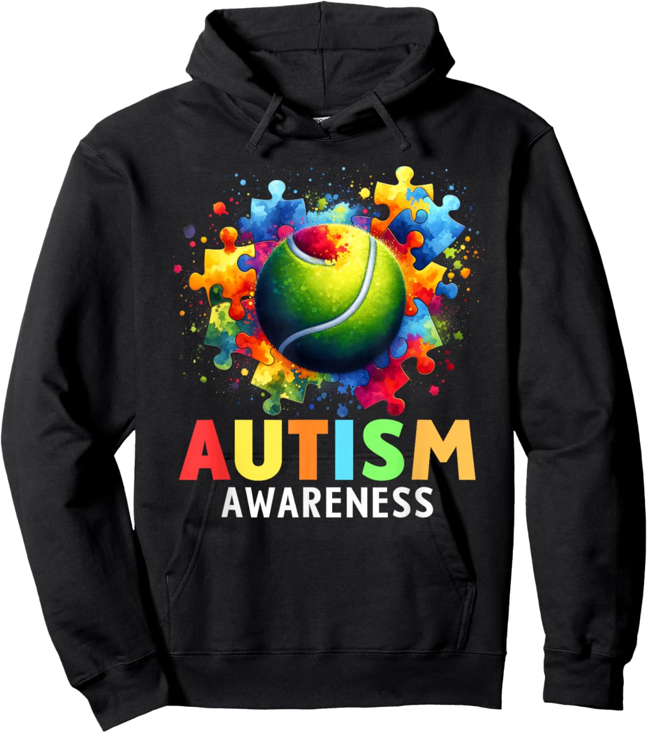 Autism Tennis Ball Autistic Autism Awareness Colorful Hoodie - Hoodie | Black