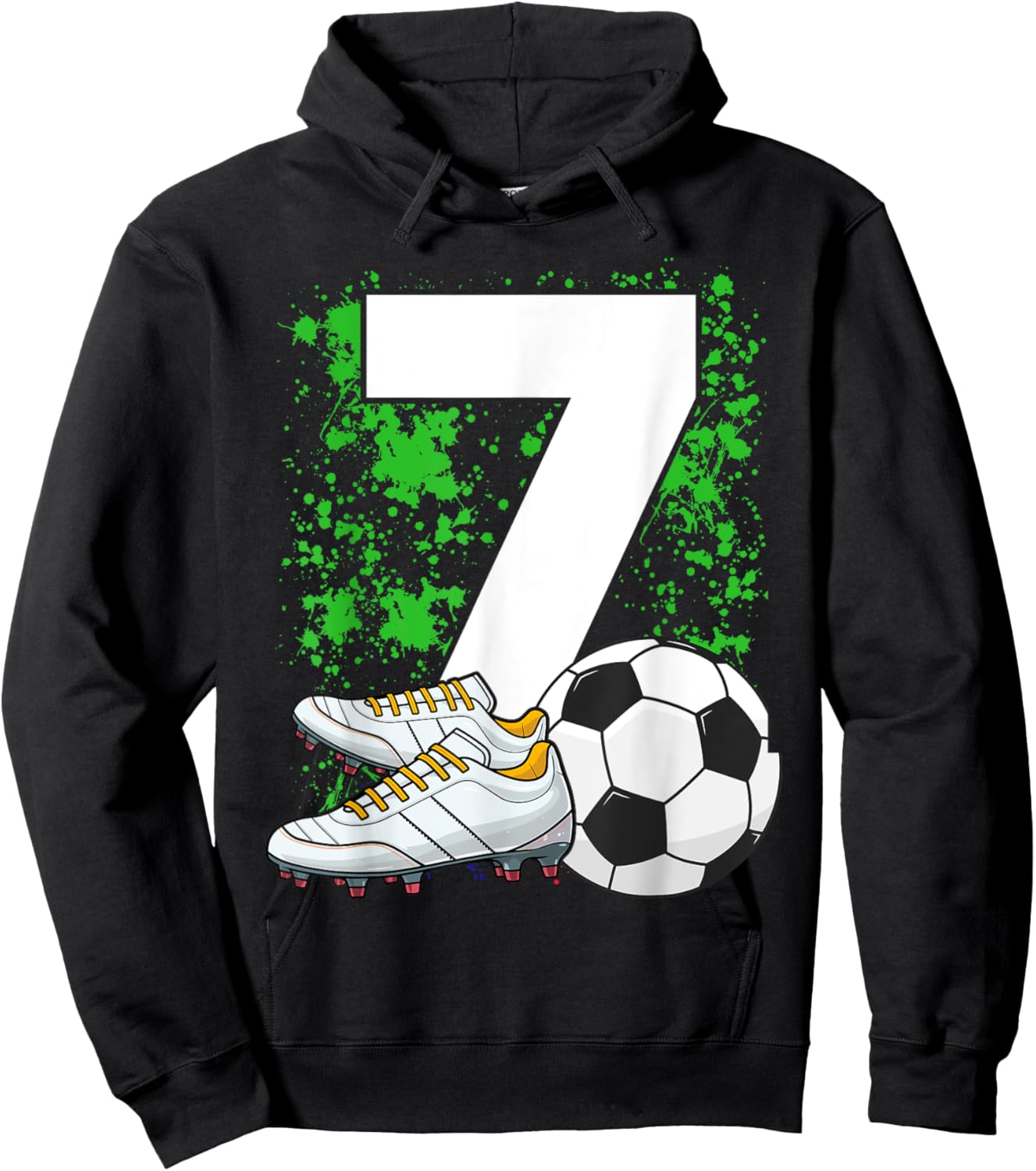 7th Birthday Boys 7 Years Soccer Football Player Birthday Hoodie - Hoodie | Black