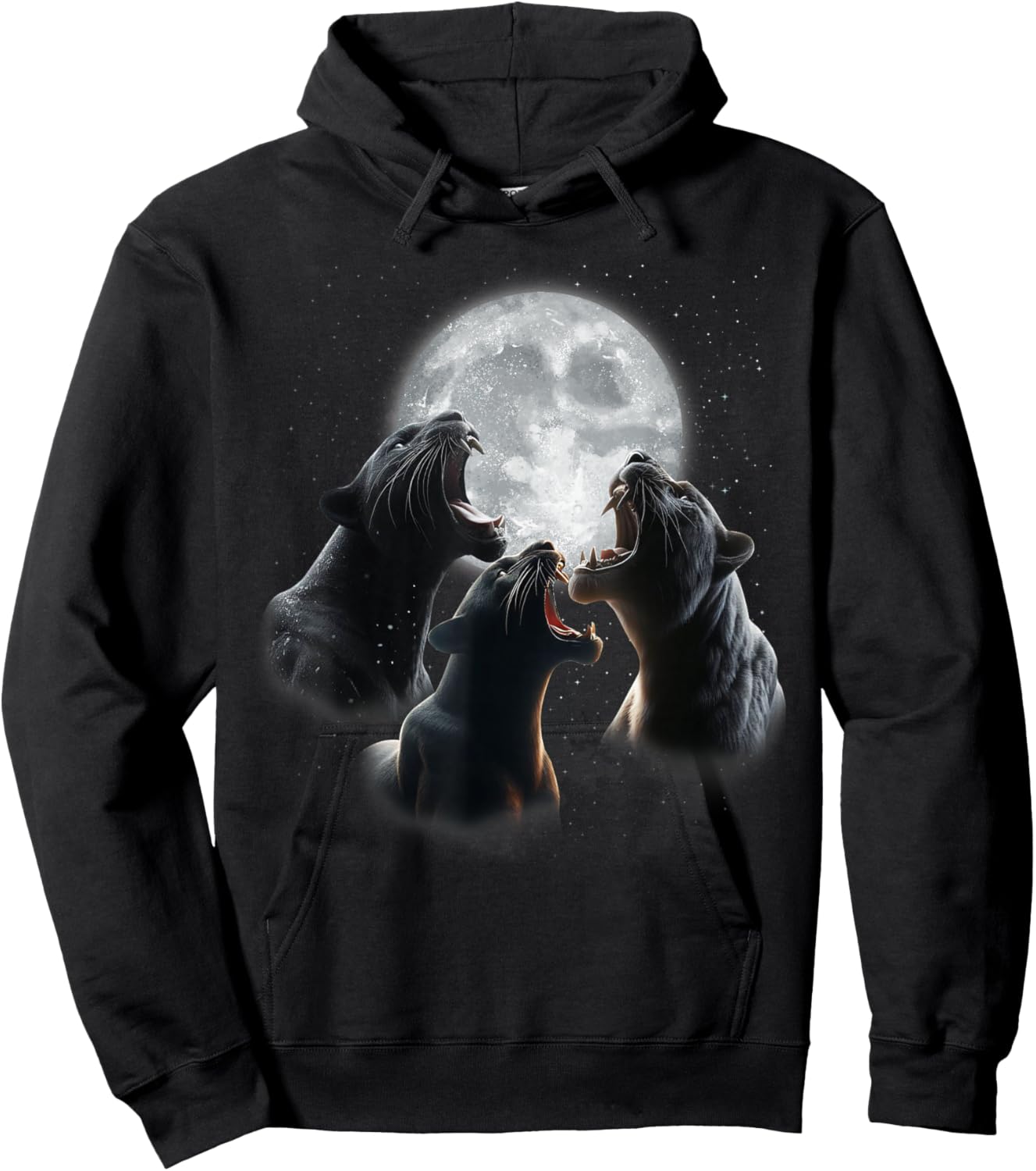3 Panther Howling At The Moon Black Panther Leopard Jaguar Hoodie - Hoodie | Black