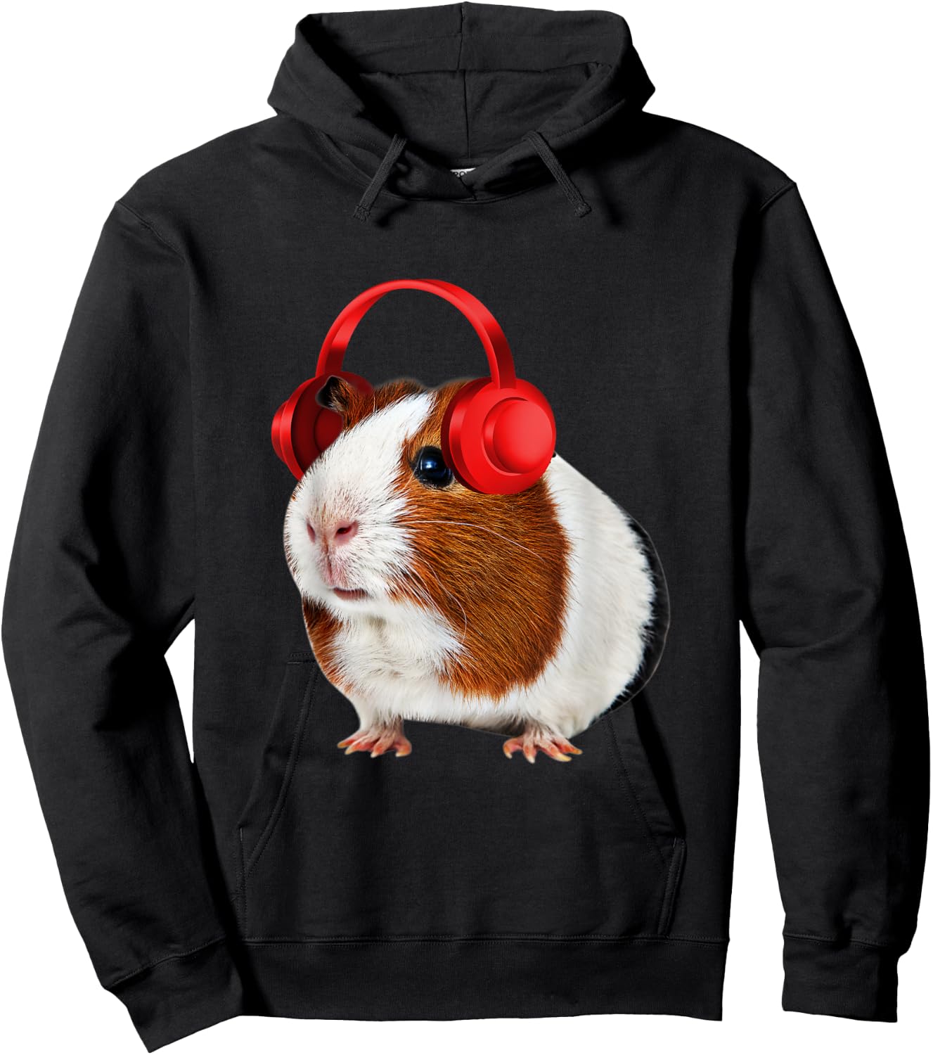 Guinea Pig With Headphones On Hoodie - Hoodie | Black