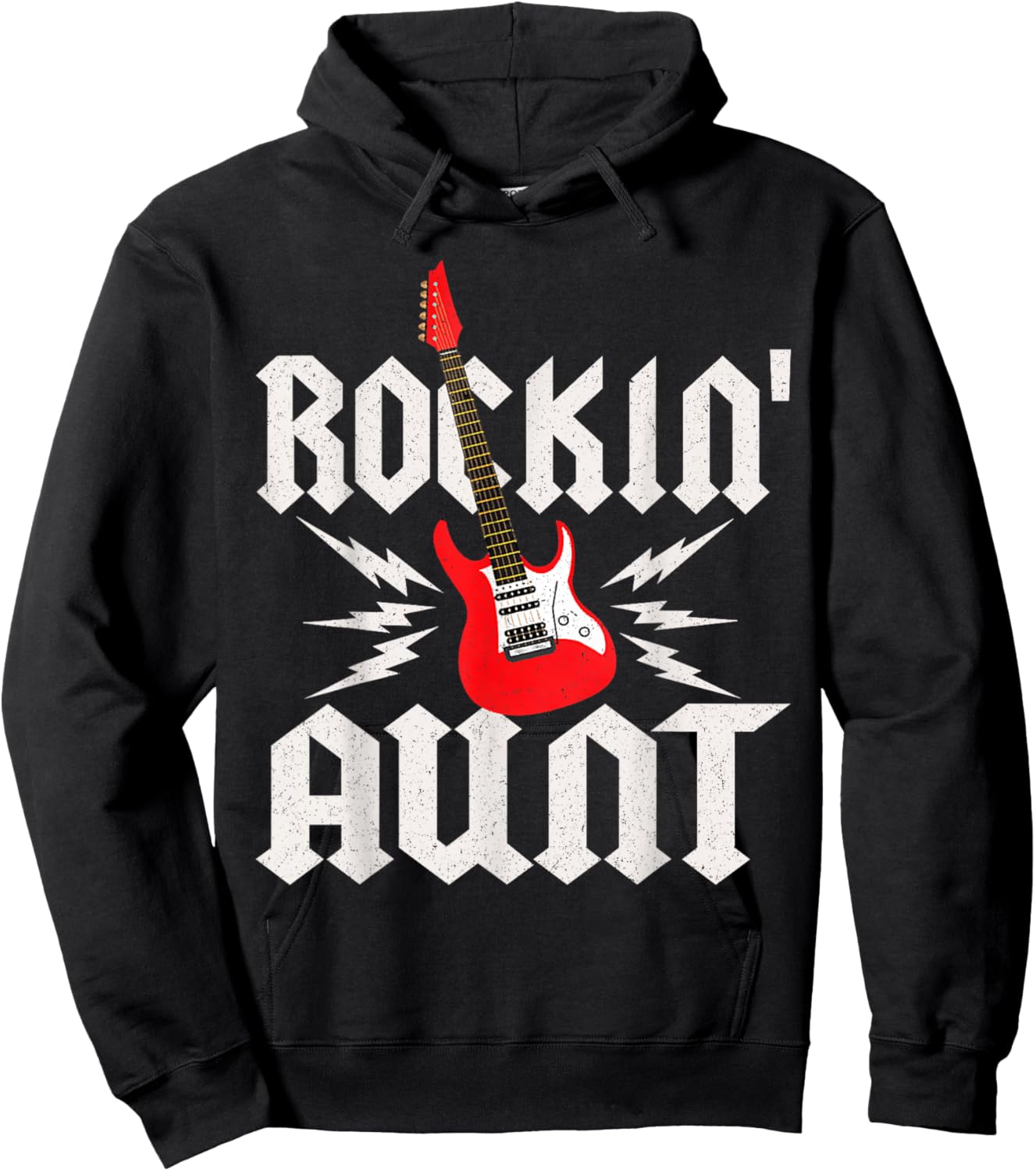 Aunt Rockin One Birthday Family Matching Rock Guitar Hoodie - Hoodie | Black