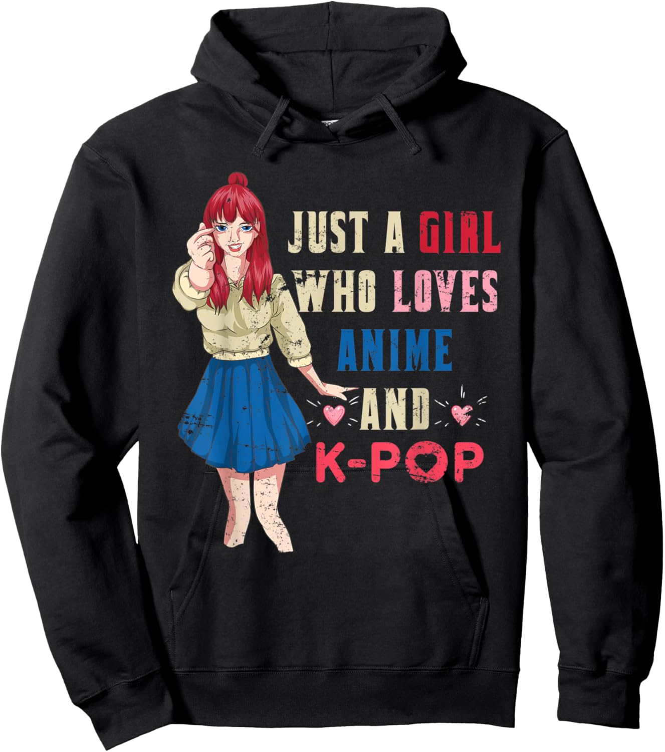 Kpop Korean Culture Otaku Girls Women Manga Kawaii Anime Hoodie - Hoodie | Black