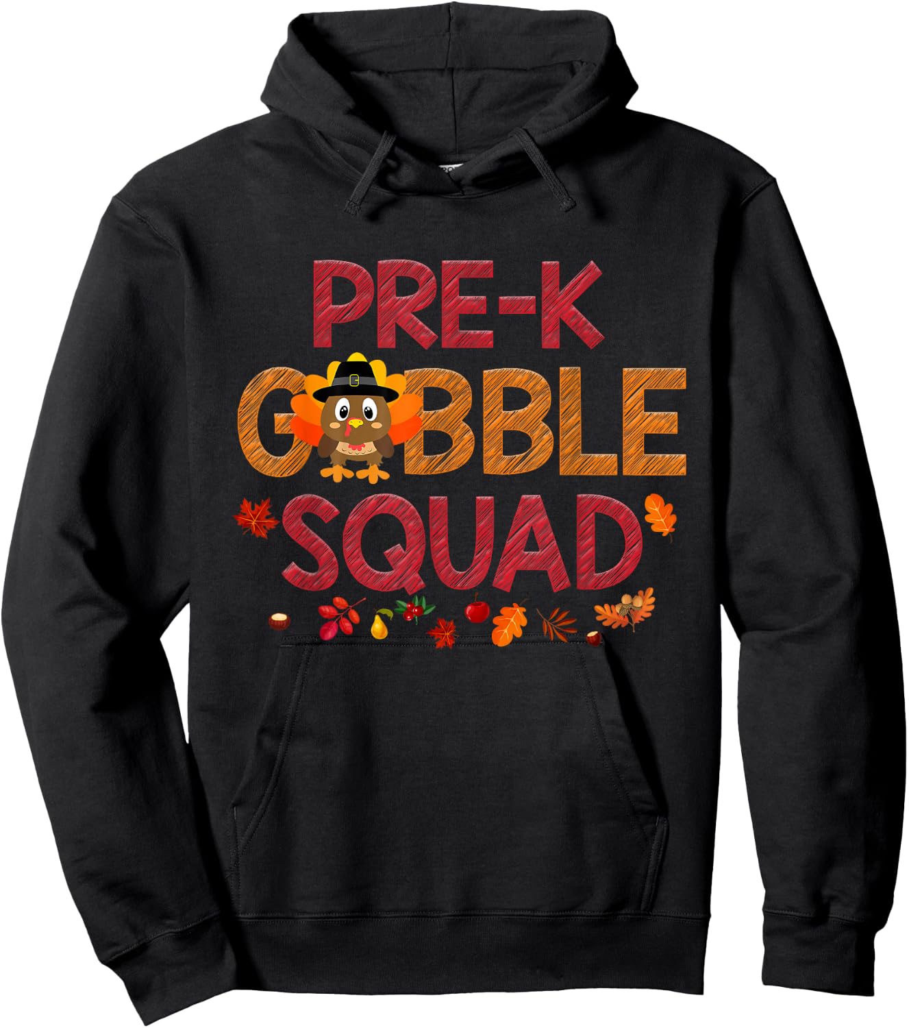 Pre K Gobble Squad Funny Turkey Thanksgiving Hoodie - Hoodie | Black