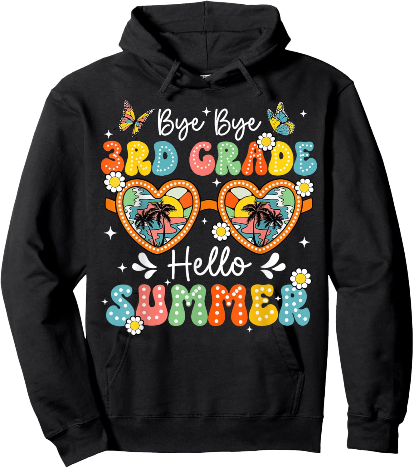 Goodbye 3rd Grade Hello Summer Teacher Boys Girls Hoodie - Hoodie | Black