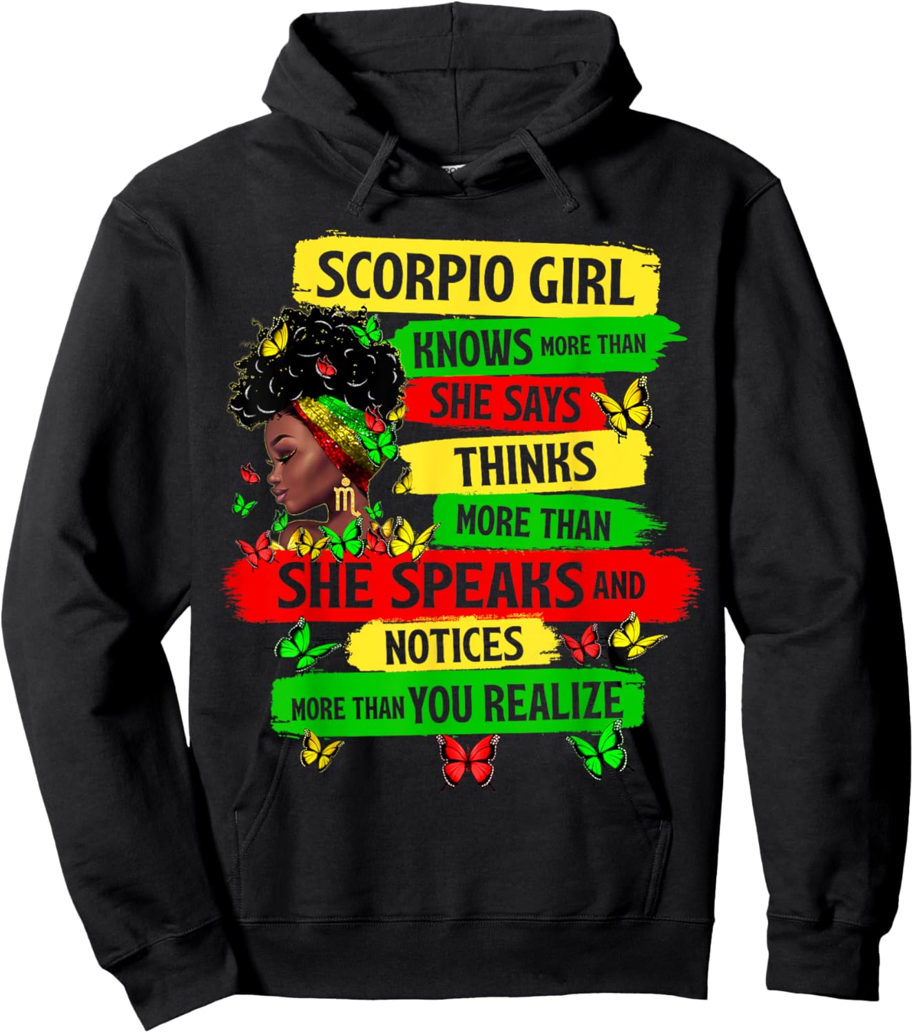 Proud Scorpio Girl Melanin Zodiac Birthday Black Women Hoodie - Hoodie | Black