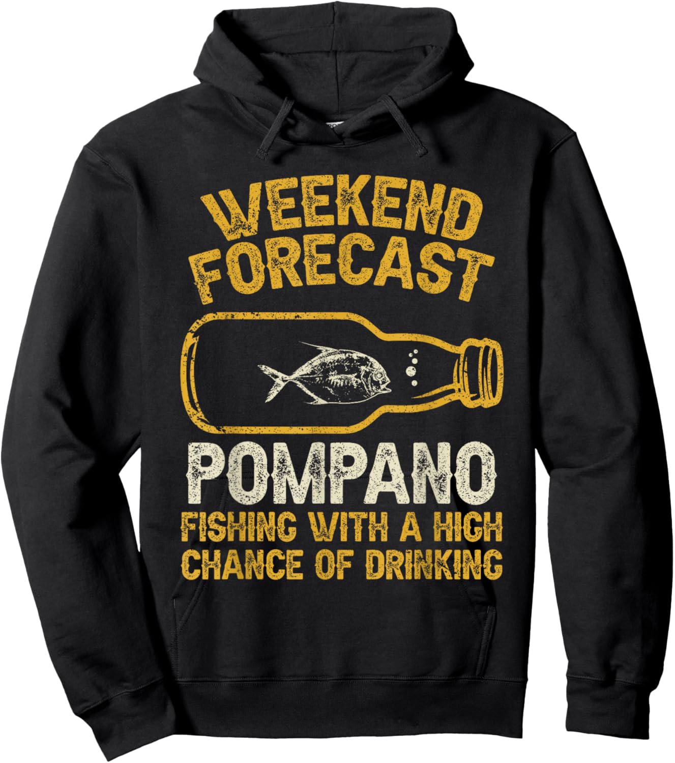 Fisher Weekend Forecast Fishing - Fish Pompano Hoodie - Hoodie | Black
