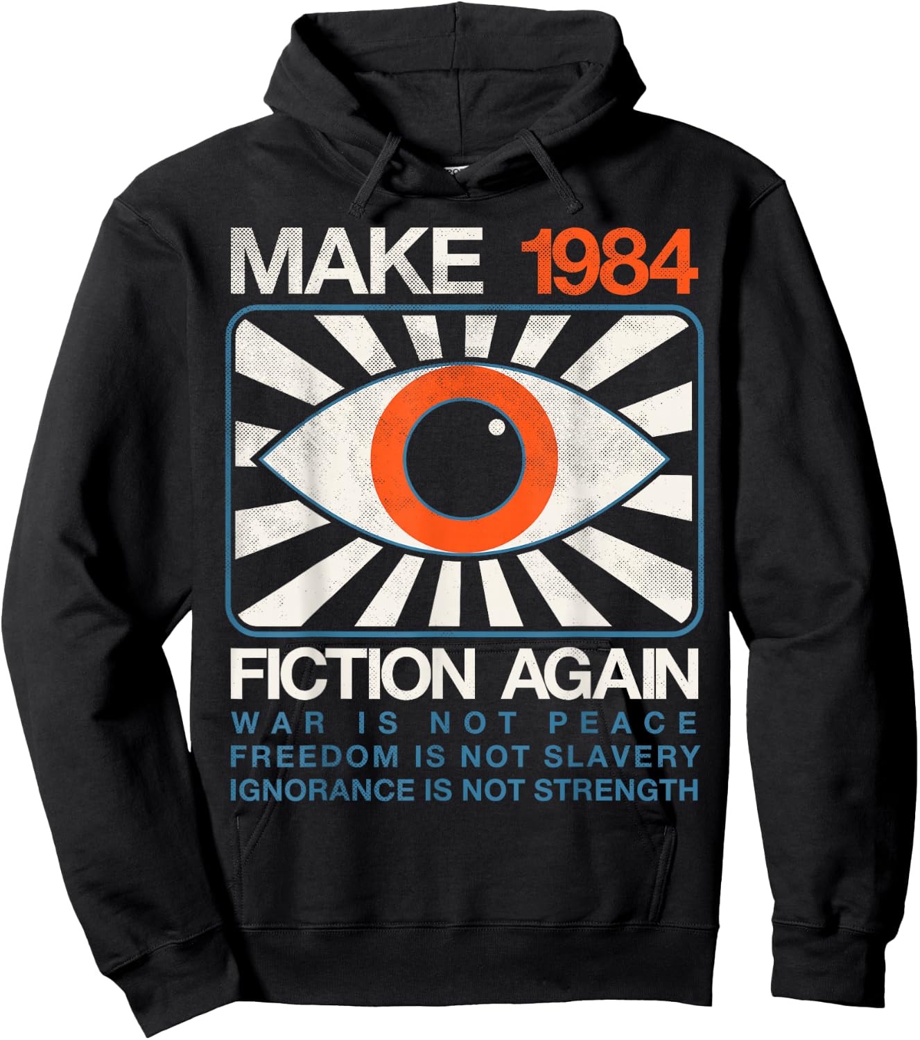 Make 1984 Fiction Again Dystopian Distressed Hoodie - Hoodie | Black