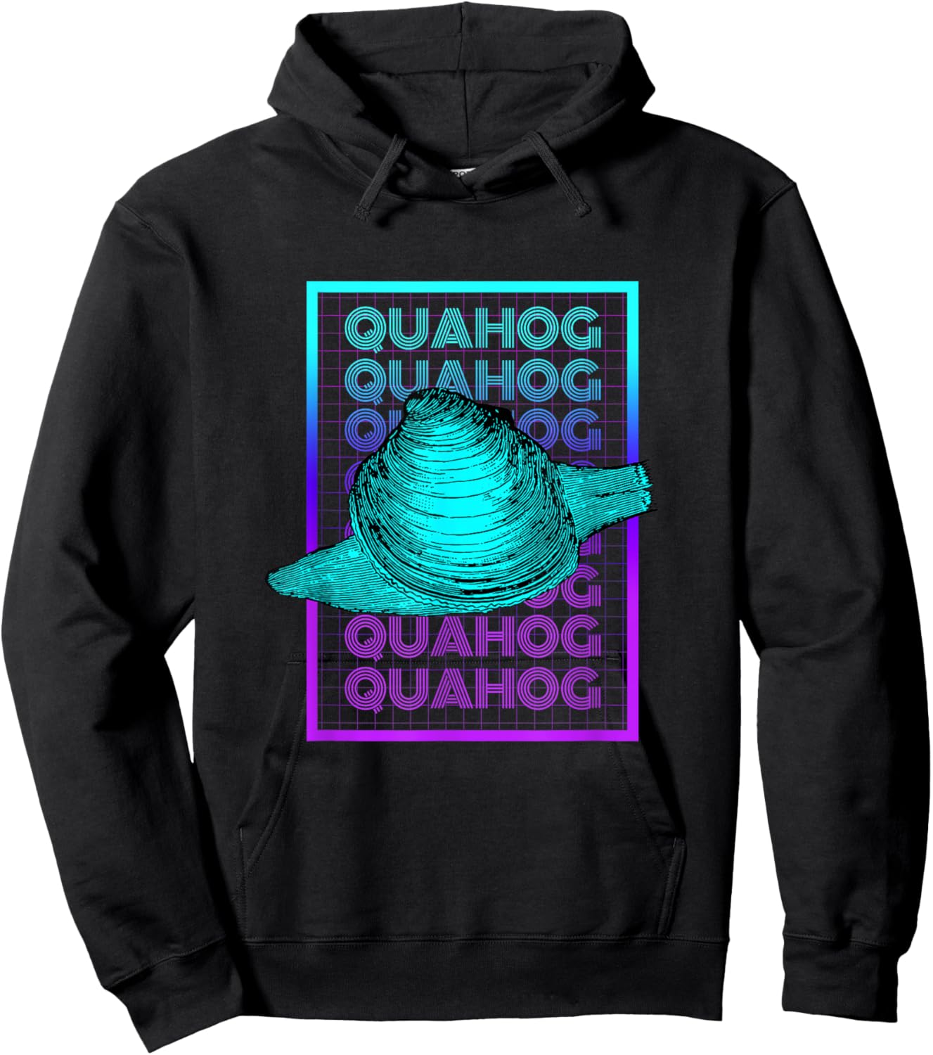 Quahog Shellfish Vintage Retro Quahog Hoodie - Hoodie | Black