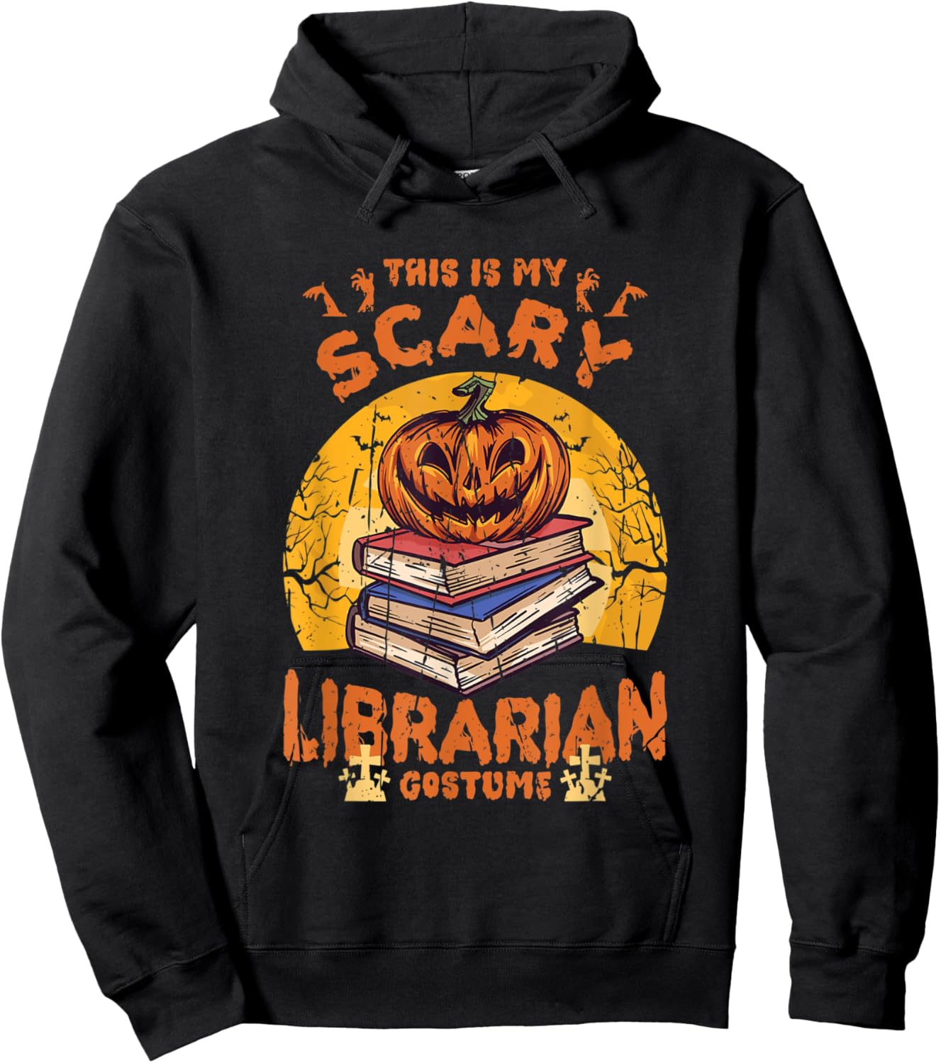 This is my scary librarian costume - pumpkin Hoodie - Hoodie | Black