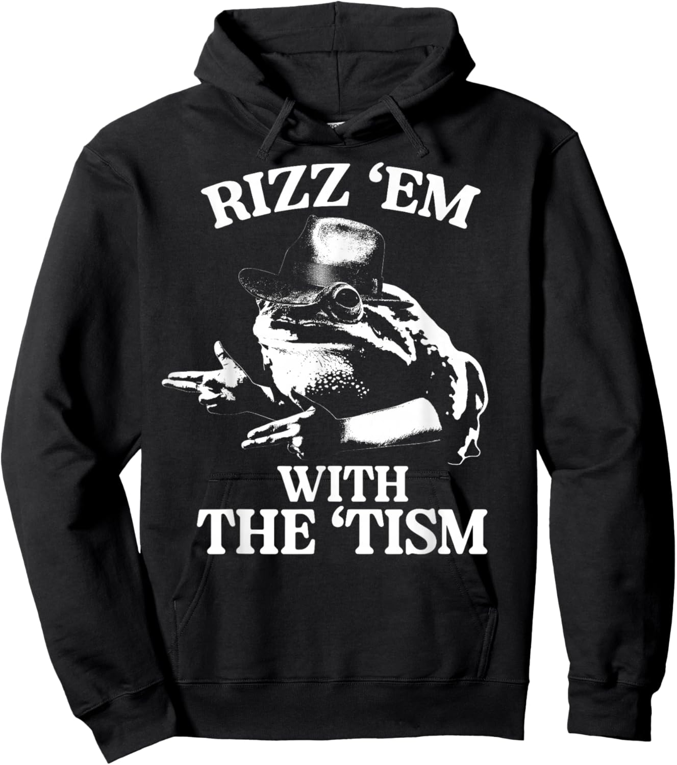 Rizz Em with The Tism Funny Meme Frog Hoodie - Hoodie | Black