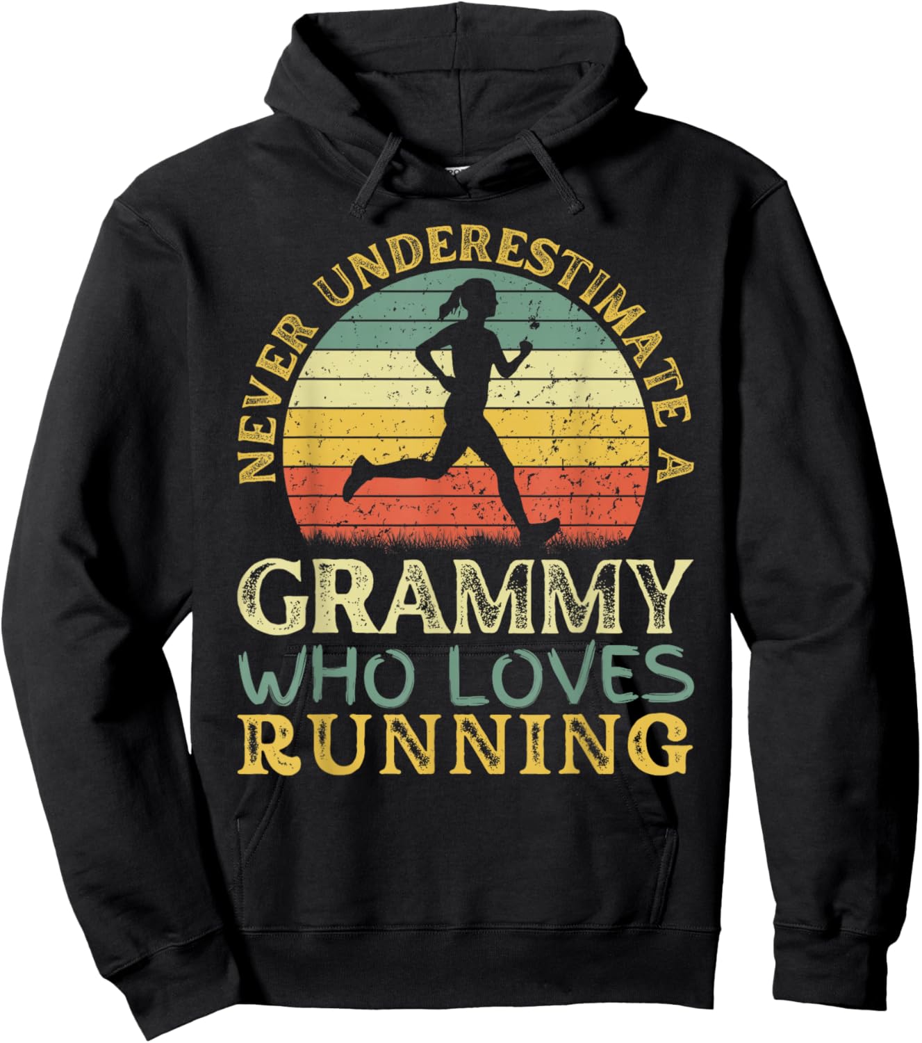 Never Underestimate A Grammy Who Loves Running Run Grammy Hoodie - Hoodie | Black