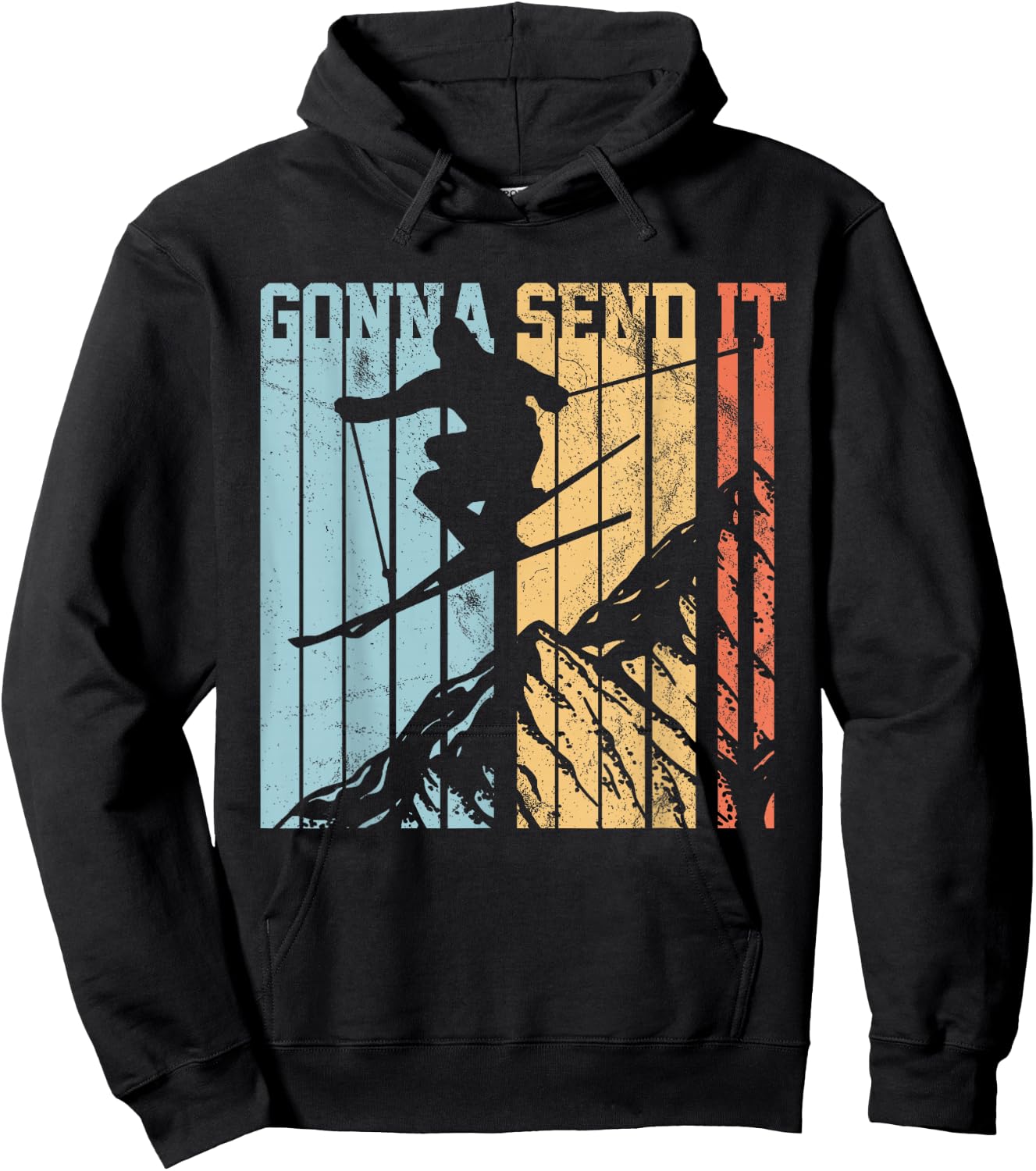 Ski Gonna Send It Vintage Freestyle Skiing Gift Hoodie - Hoodie | Black
