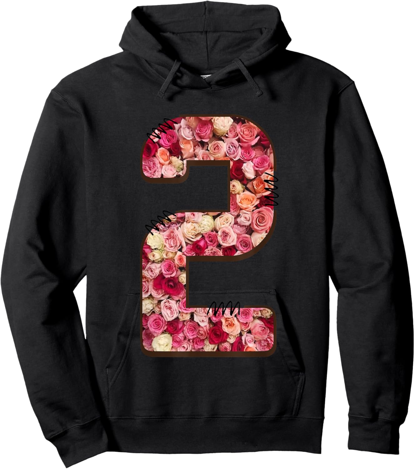 Floral Rose Number Two Hoodie - Hoodie | Black
