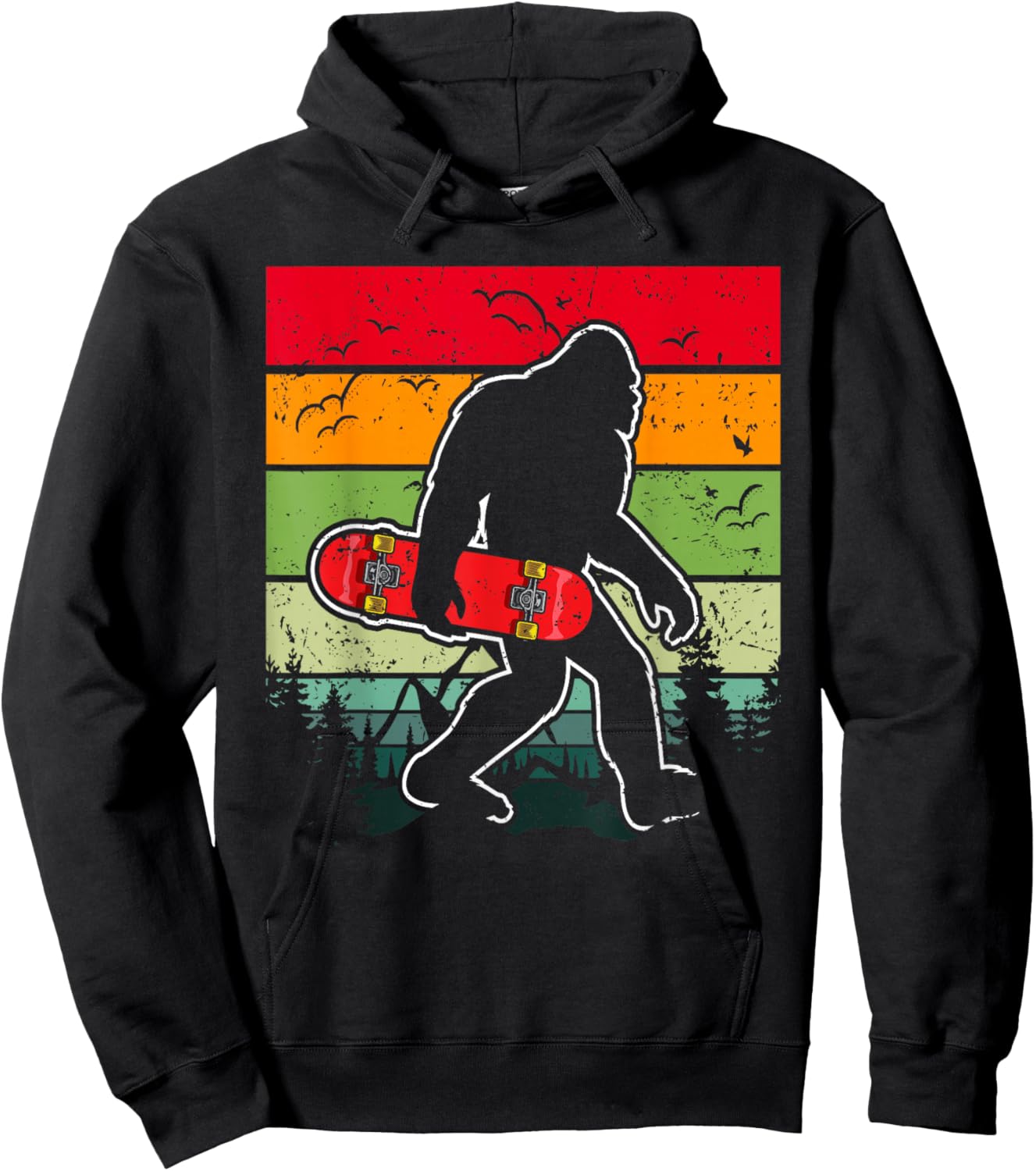 Longboard Bigfoot Skateboard & Sasquatch Fans Boys Hoodie - Hoodie | Black