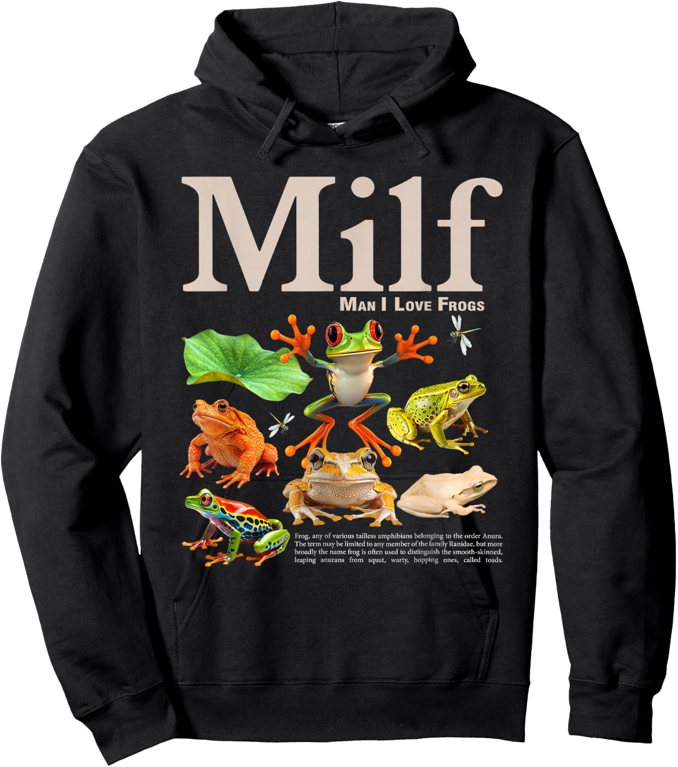 MILF Man I Love Frogs Funny Saying Men Women Hoodie - Hoodie | Black