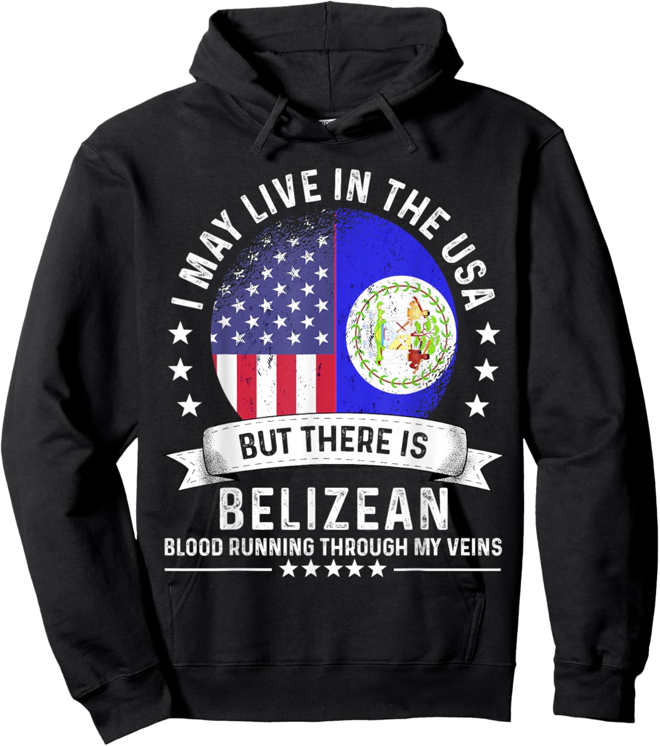 Belizean American Patriot Grown Country Belize Flag Hoodie - Hoodie | Black