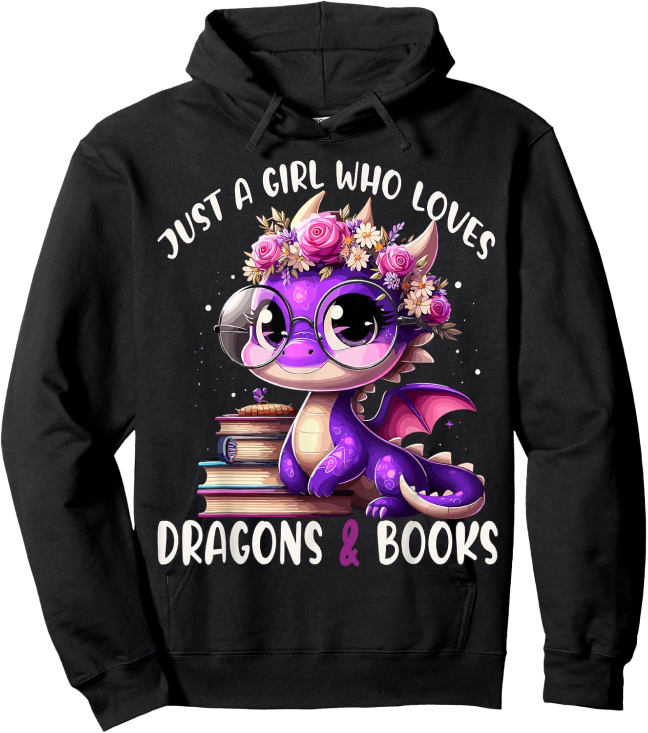 Just a Girl who loves Dragons and Books Dragon Reading Books Hoodie - Hoodie | Black