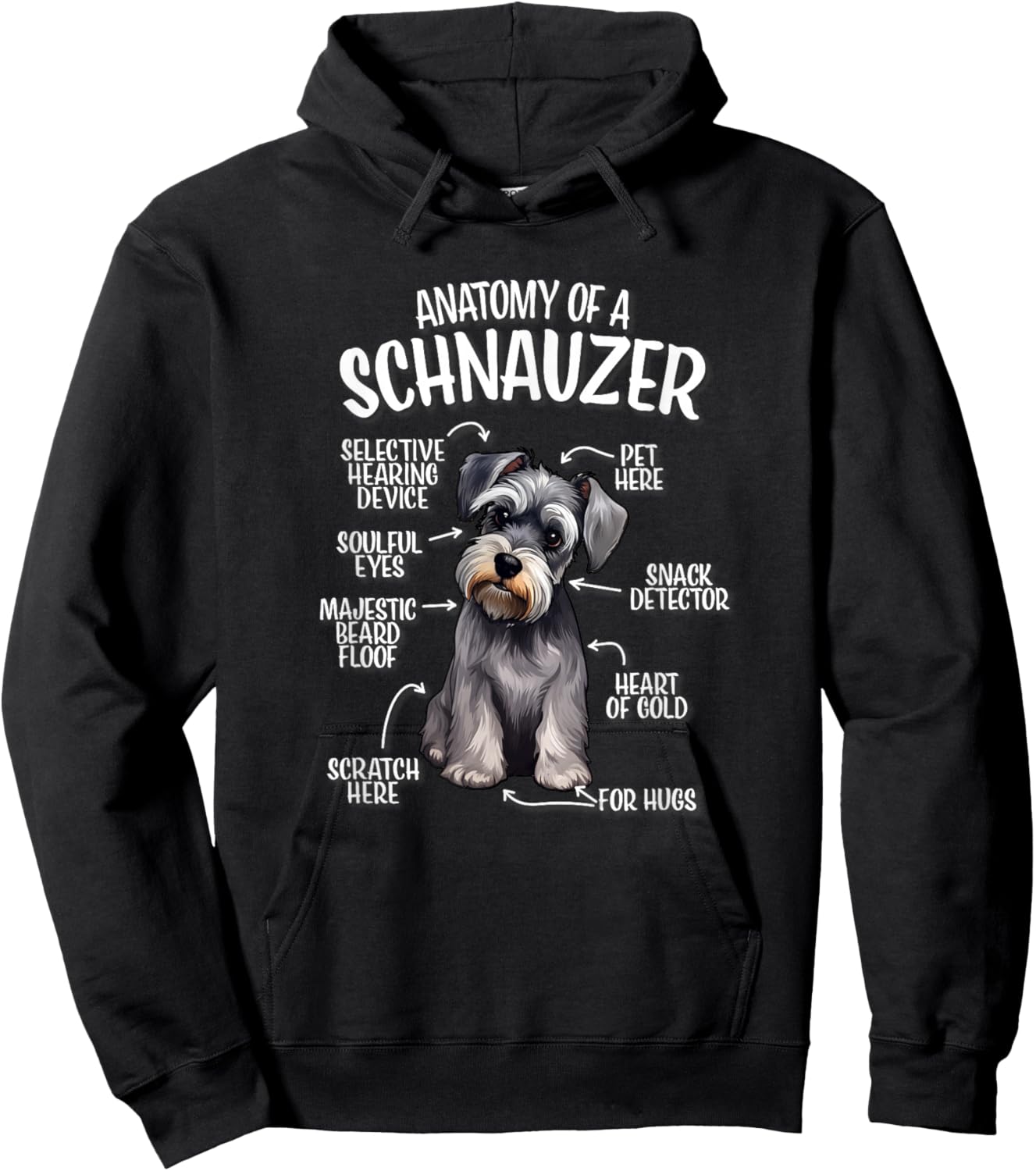 Kids Funny Anatomy of Miniature Schnauzer Lover Hoodie - Hoodie | Black