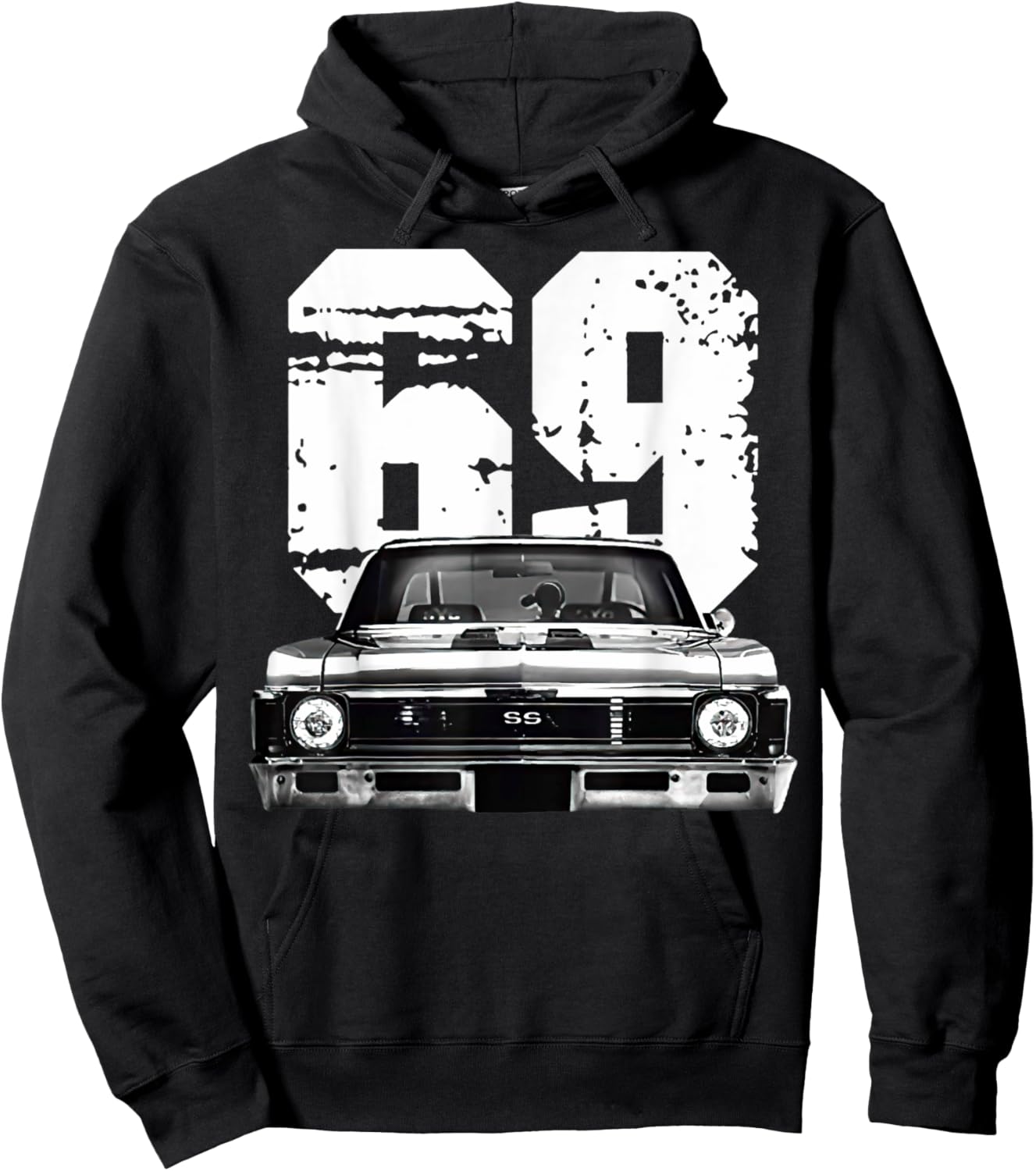 1969 69 Chevys Nova 2 Classic Car Old School Muscle Car Hoodie - Hoodie | Black