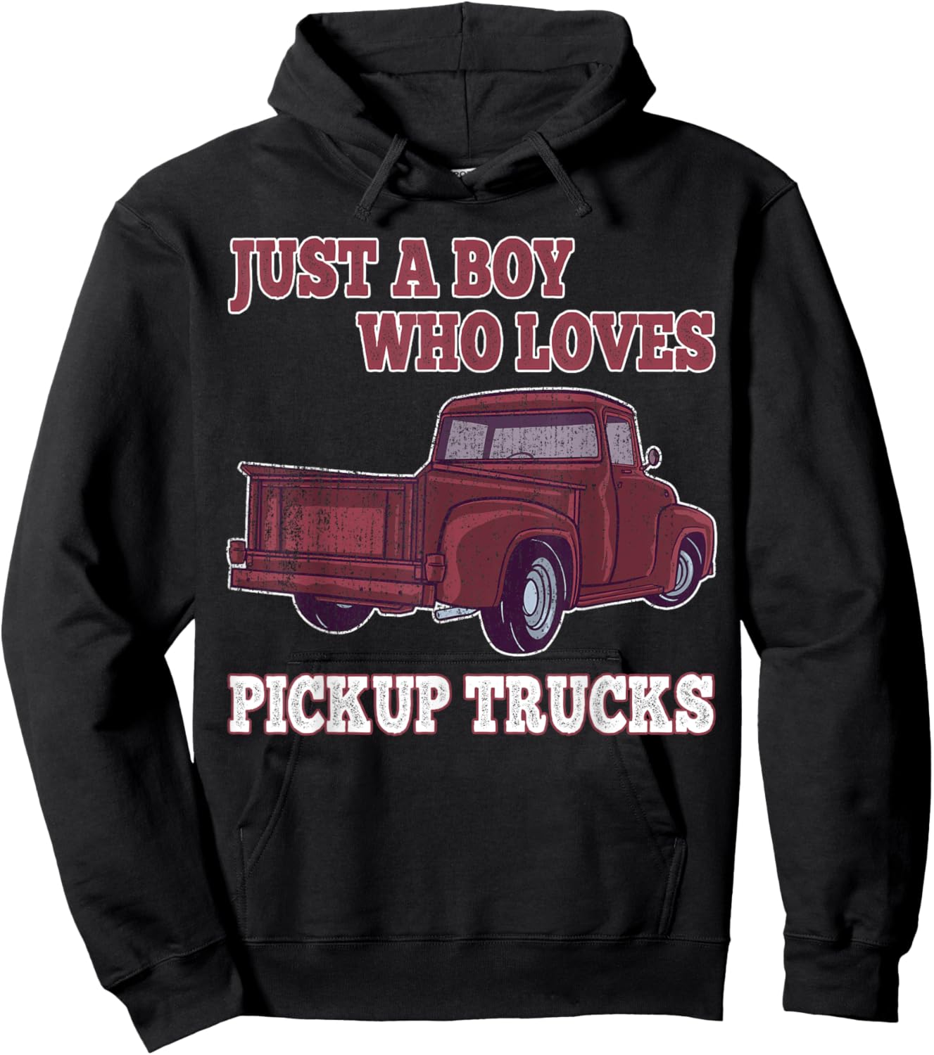 Just A Boy Who Loves Pickup Trucks Kids Boys Toddler Hoodie - Hoodie | Black