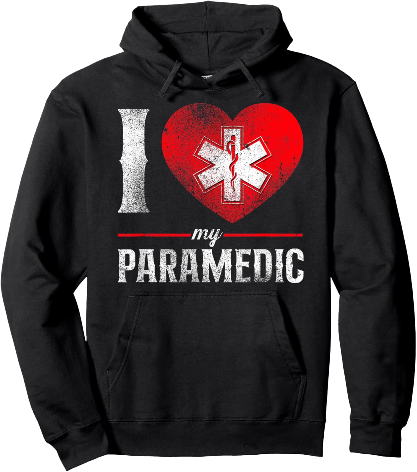 I Love My Paramedic Valentines Day Heart Hoodie - Hoodie | Black