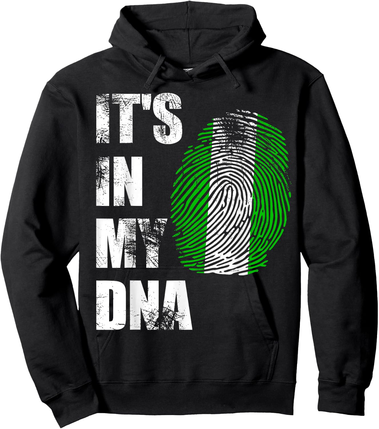 Nigeria, It's in My DNA Nigerian Flag Distressed Hoodie - Hoodie | Black