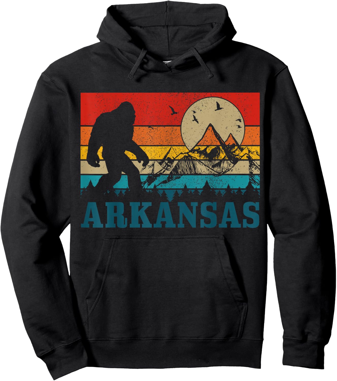 Arkansas Bigfoot Vintage Mountains Hiking Camping Gift Hoodie - Hoodie | Black