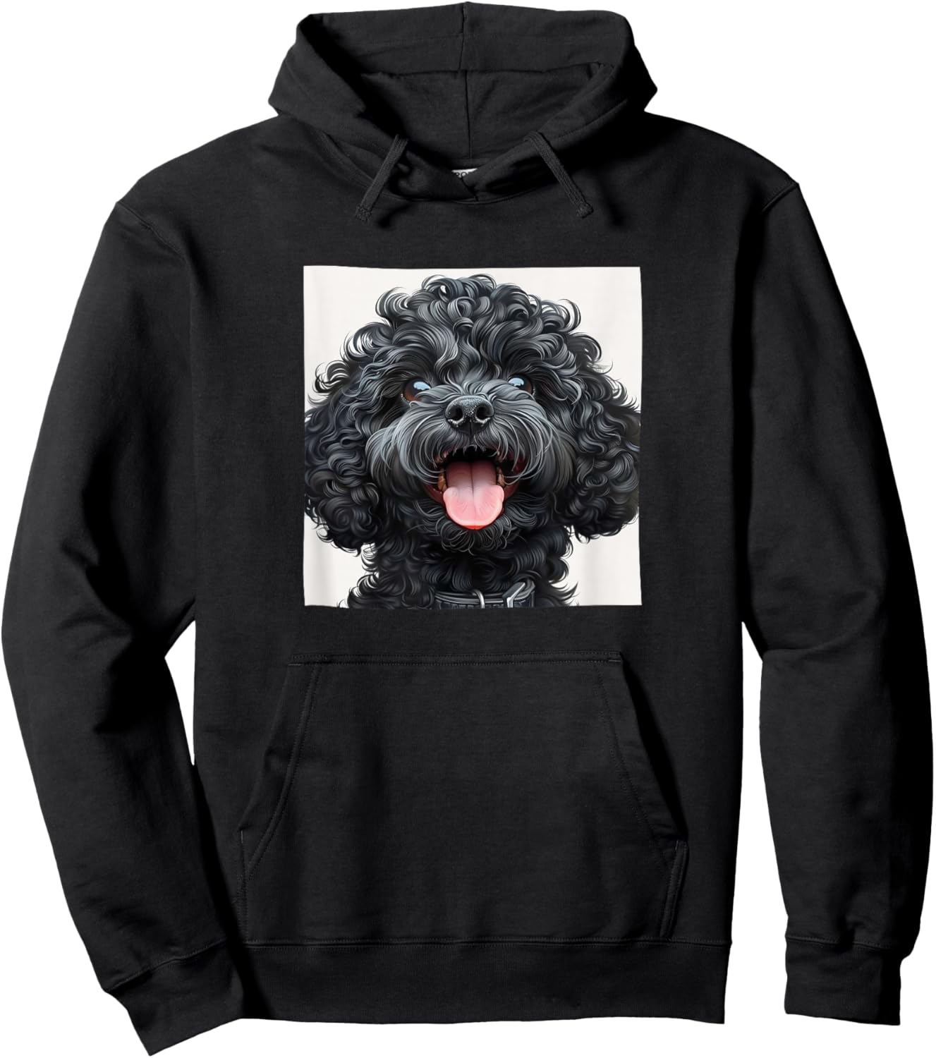 Black Poodle Puppy Laughing Graphic Hoodie - Hoodie | Black