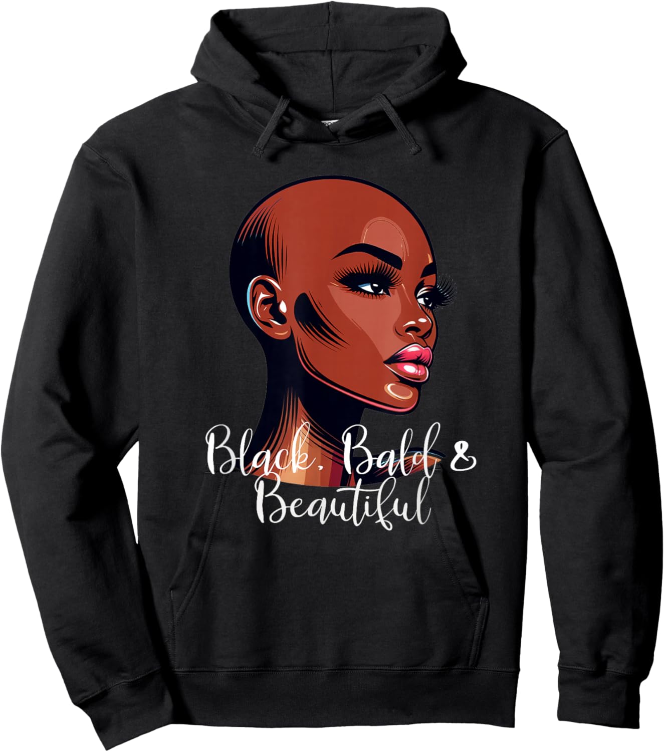 Black Bald Beautiful African American Woman Hoodie - Hoodie | Black