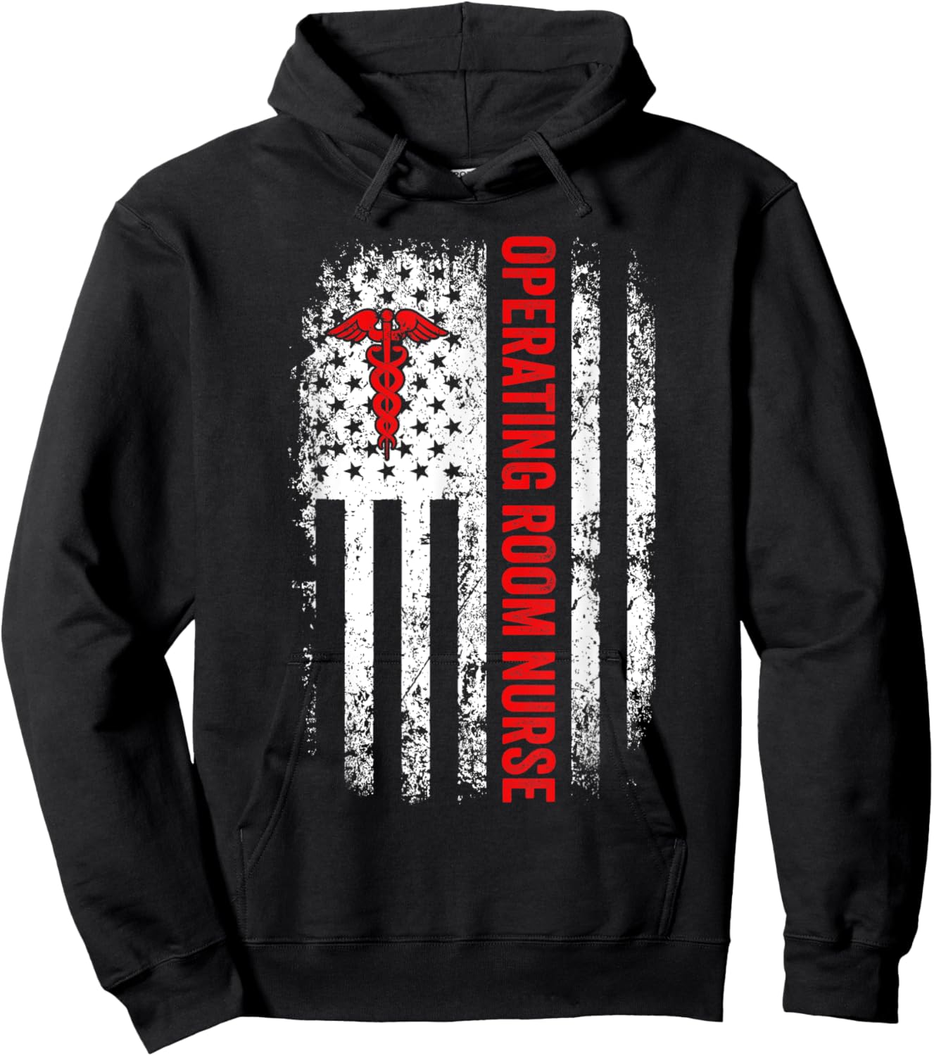 American Flag Nurse Operating Room Nurse OR Funny Nursing Women Men Hoodie - Hoodie | Black