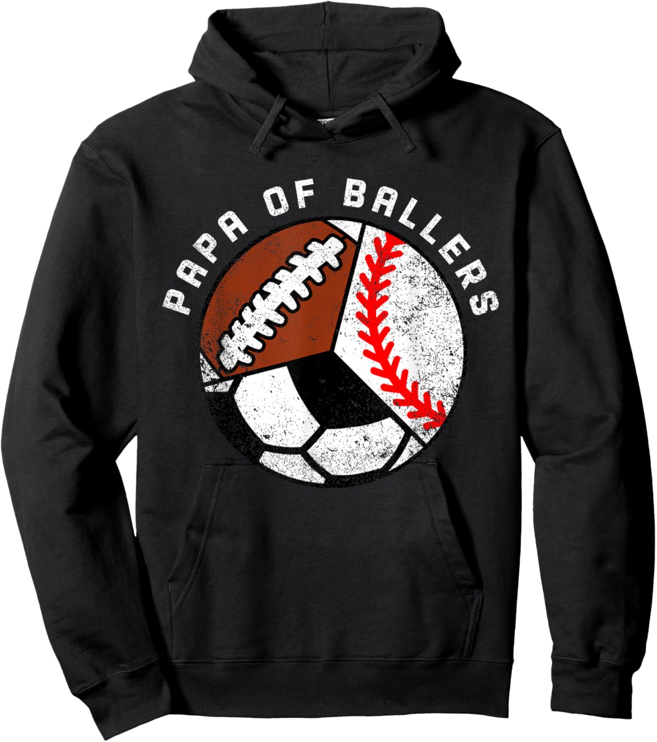 Papa Of Ballers Funny Baseball Soccer Football Papa Hoodie - Hoodie | Black