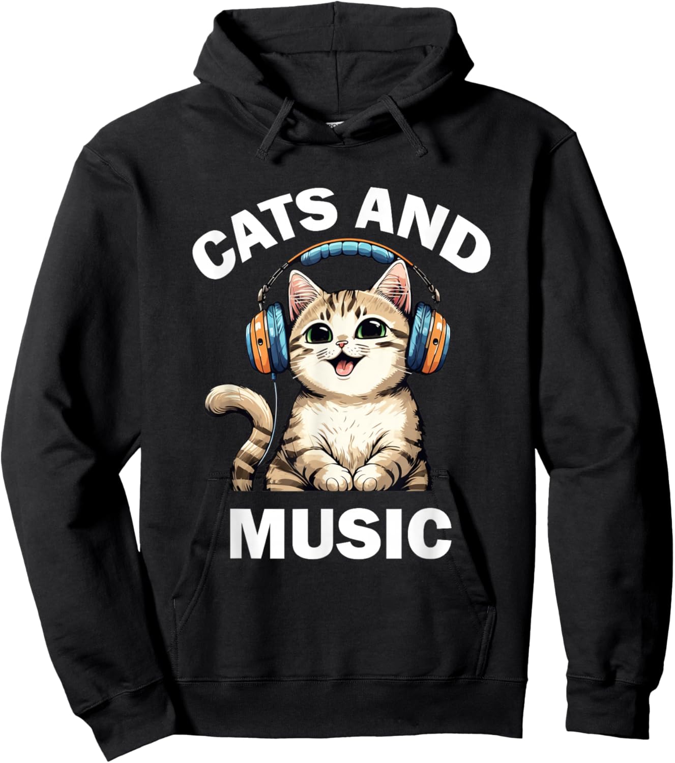 Cats and Music Funny Cat Lovers Music Lovers Hoodie - Hoodie | Black