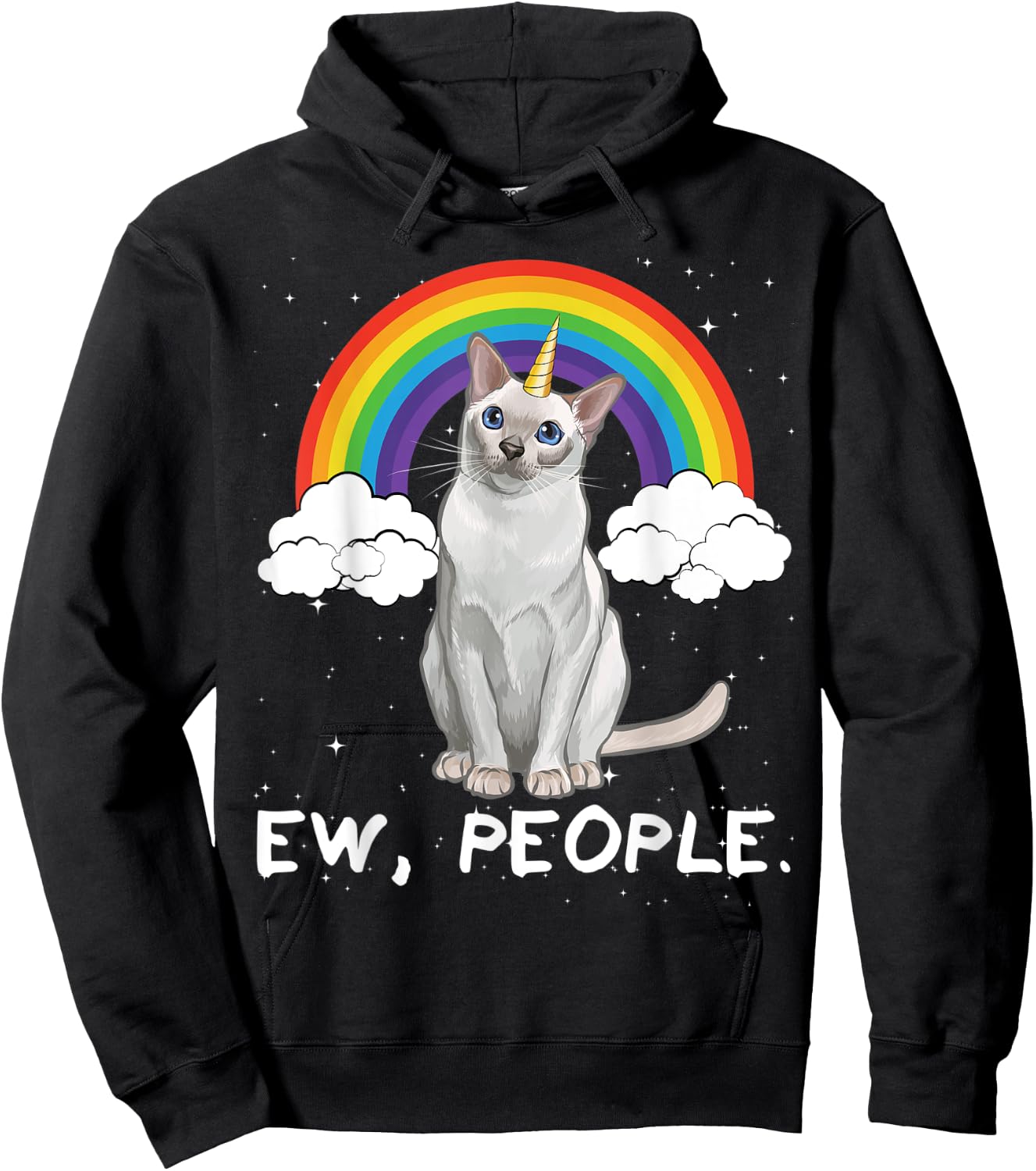 Rainbow Tonkinese Ew People Unicorn Cat Women Kids Hoodie - Hoodie | Black