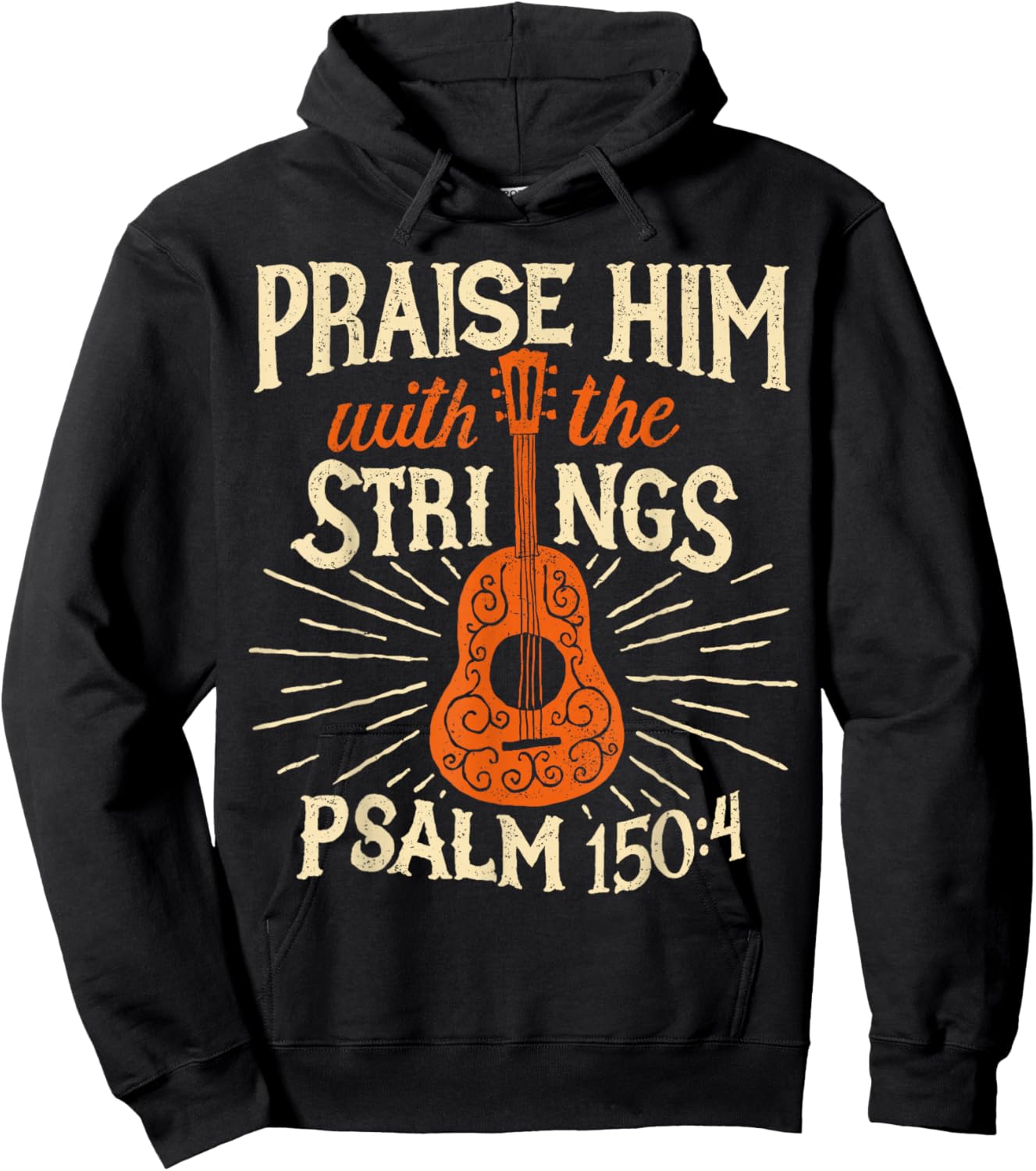 Guitarists Praise Him with The Strings Acoustic Guitar Music Hoodie - Hoodie | Black