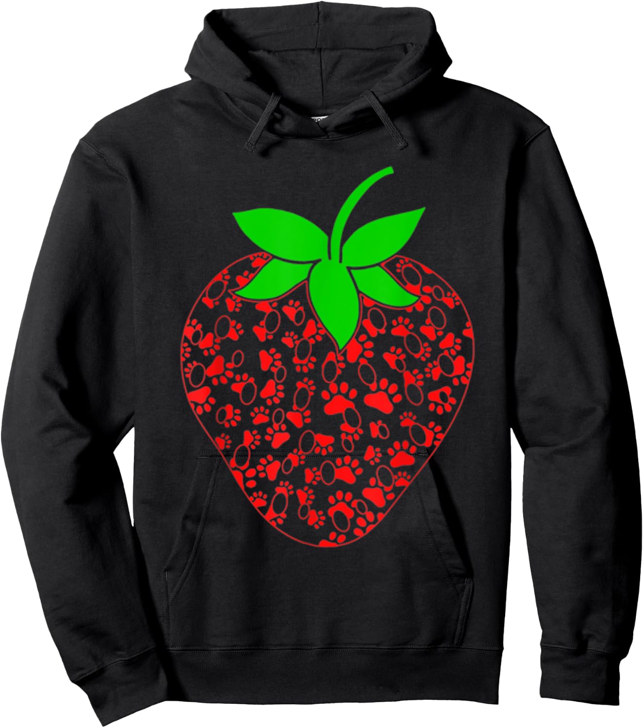 Strawberry Puppy Paw Print Shirt Gift Dog Animal Lovers Women Kids Hoodie - Hoodie | Black