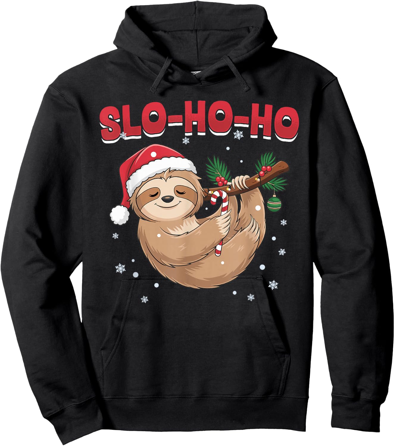 Sloth Christmas Animal Slo-Ho-Ho Hoodie - Hoodie | Black