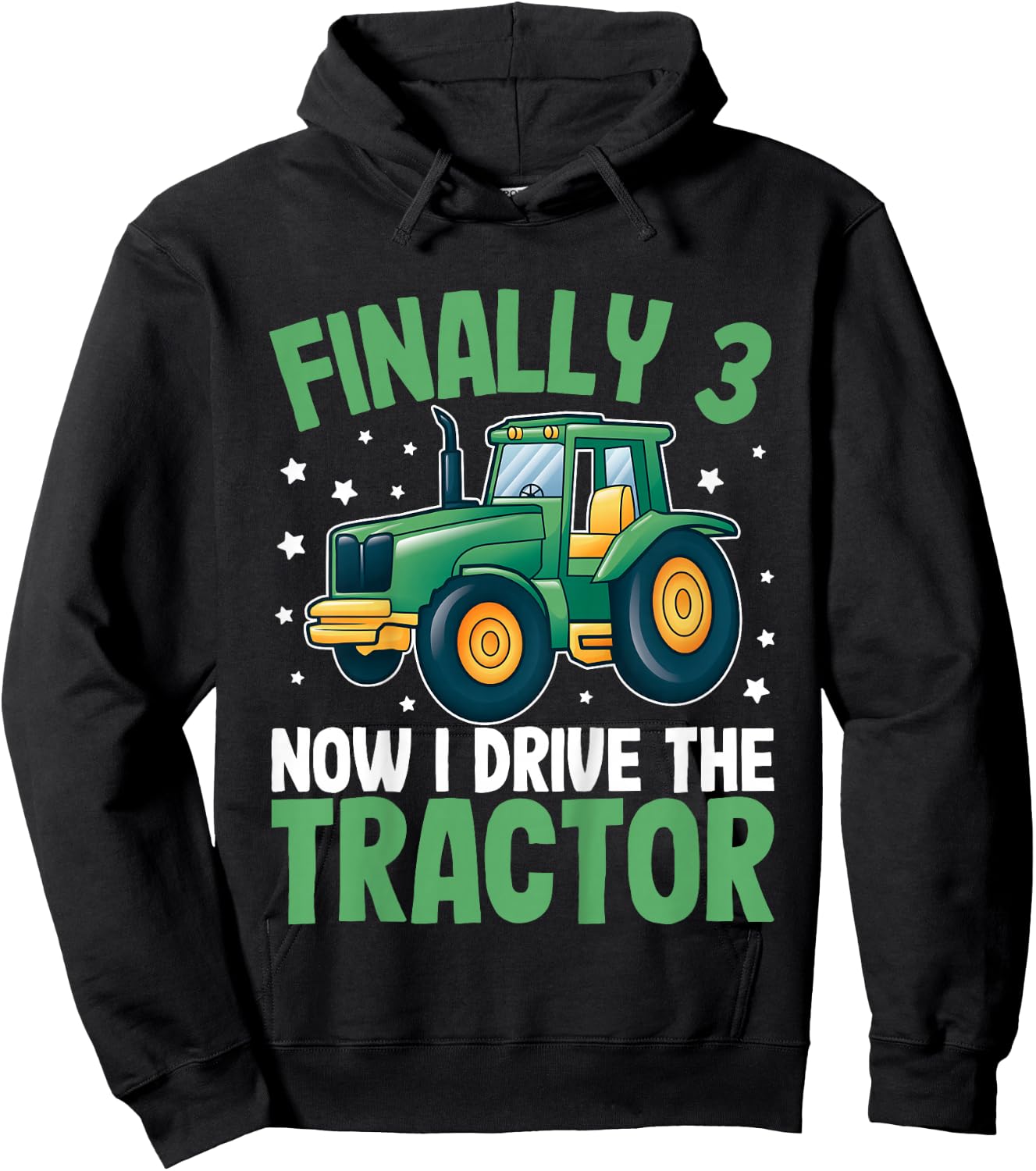 Kids Finally 3 Years | 3rd Birthday | Farmer Toddler Boys Tractor Hoodie - Hoodie | Black