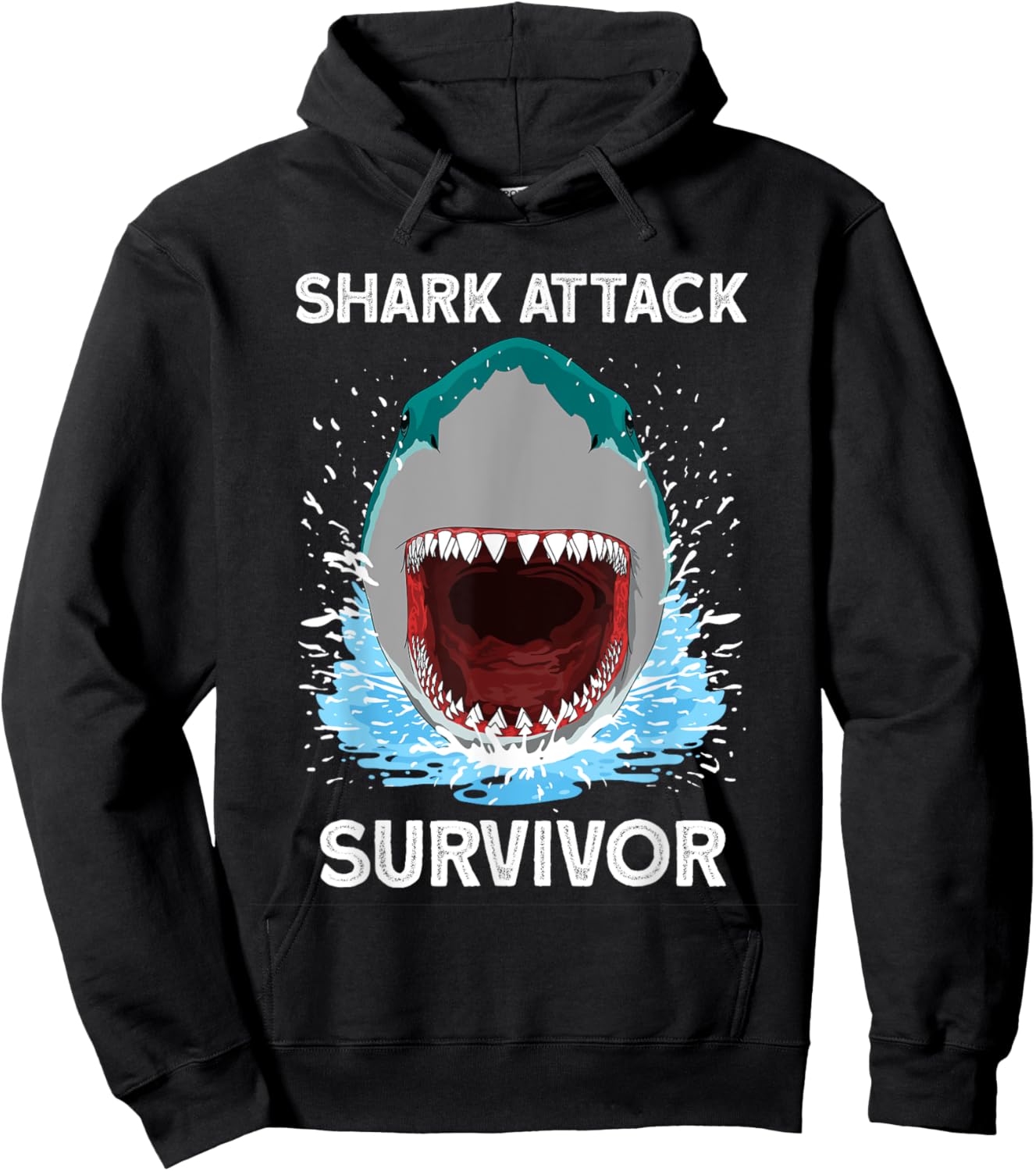 Shark Attack Survivor - Shark Lover Hoodie - Hoodie | Black