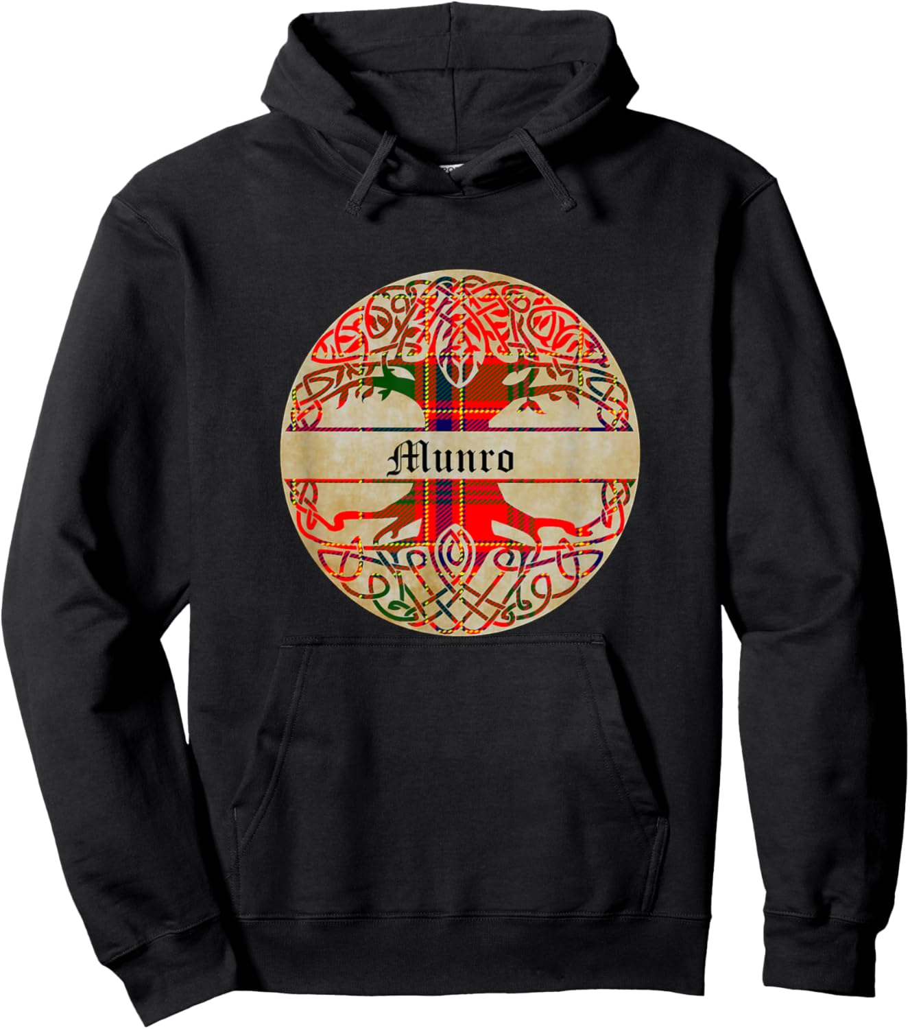 Munro Clan Tartan Tree of Life Scottish Surname Hoodie - Hoodie | Black
