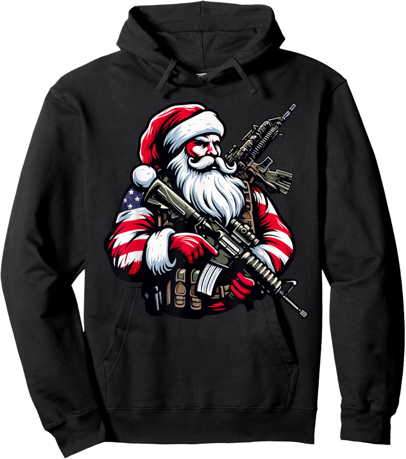 Patriotic American Santa Soldier Christmas Army Military Hoodie - Hoodie | Black