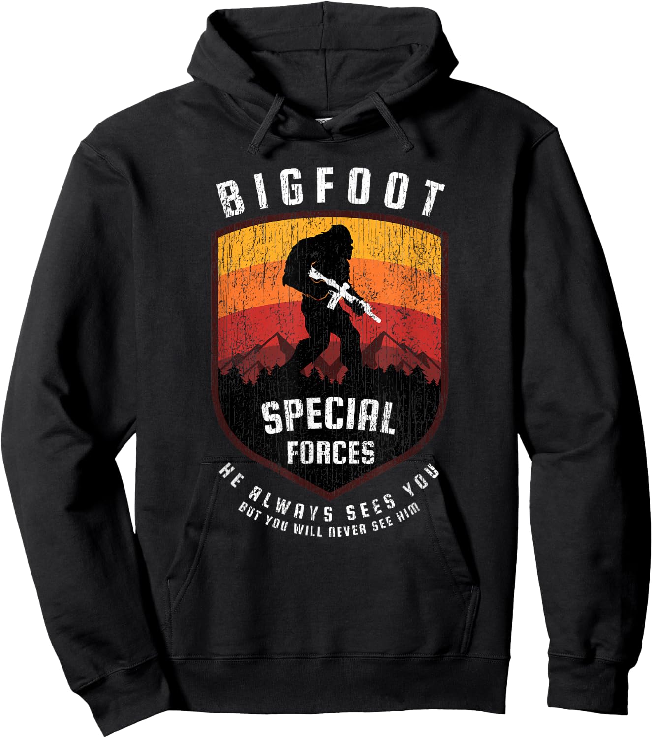 Funny Bigfoot Tactical Special Forces Gift Military Hoodie - Hoodie | Black