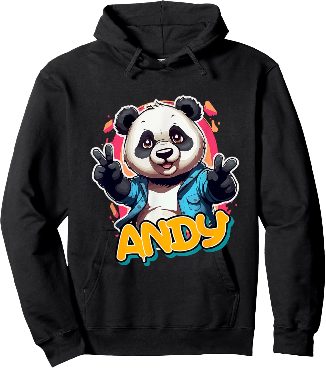 ANDY - Cute Boys Name with adorable Panda Hoodie - Hoodie | Black
