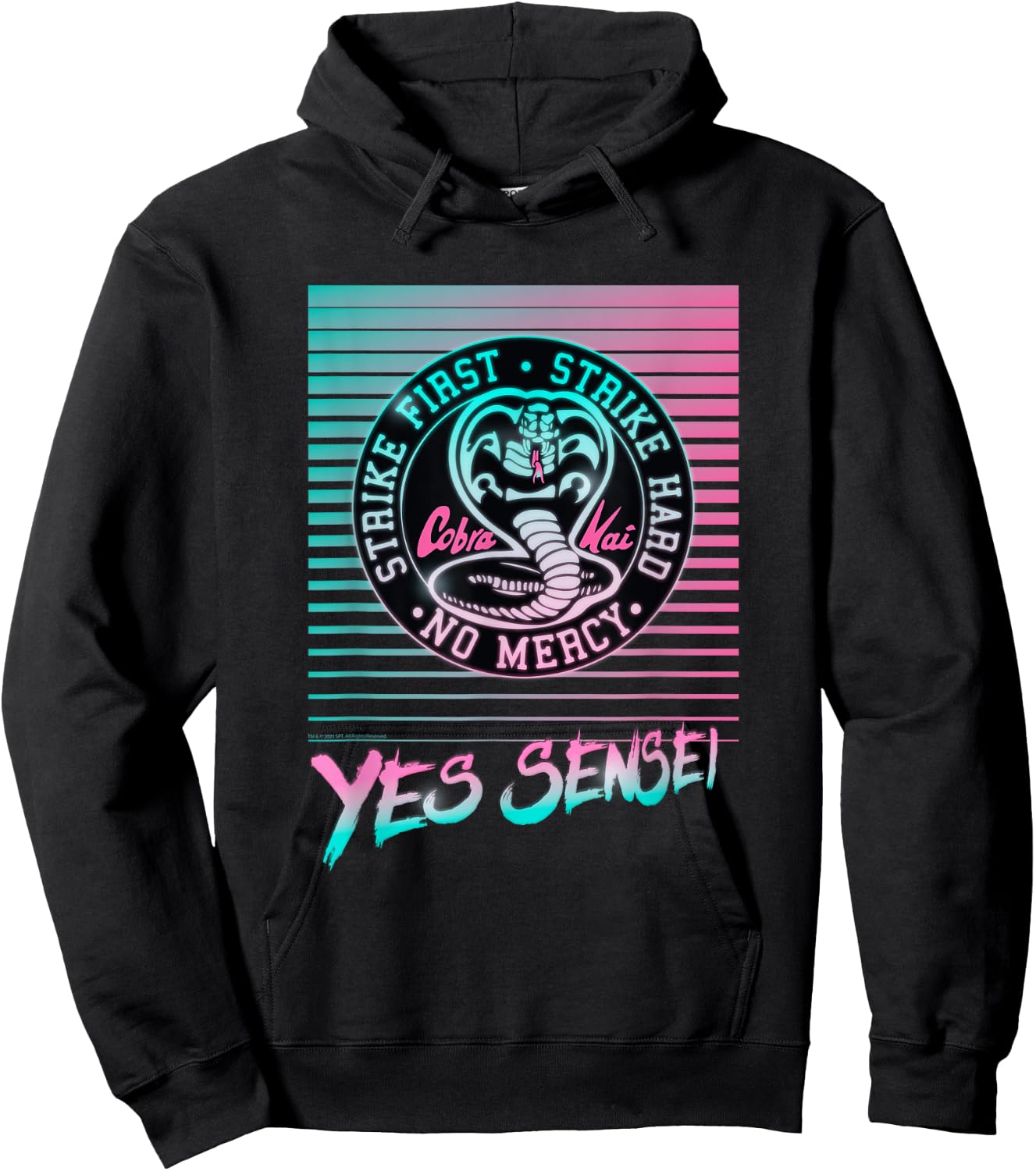 Cobra Kai Yes Sensei Retro Neon Hoodie - Hoodie | Black
