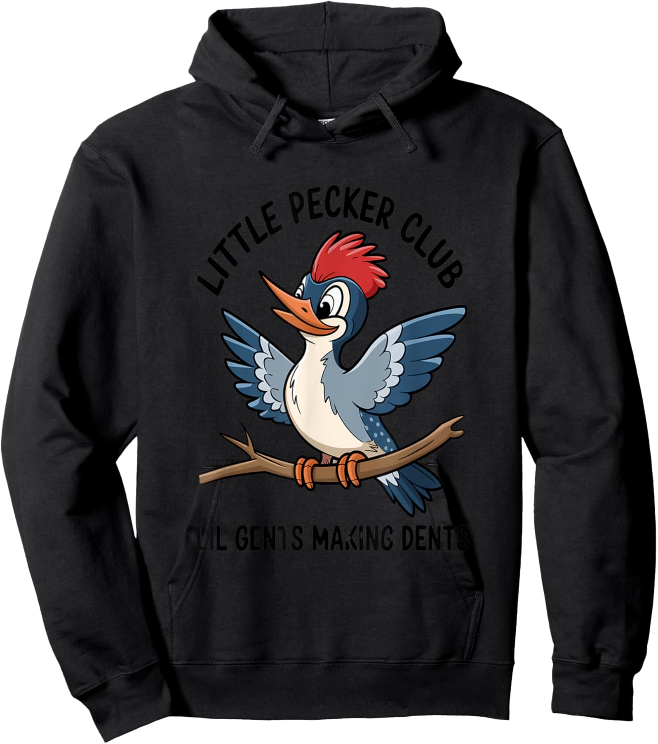 Cute Cartoon Woodpecker Club Nature Lovers Hoodie - Hoodie | Black